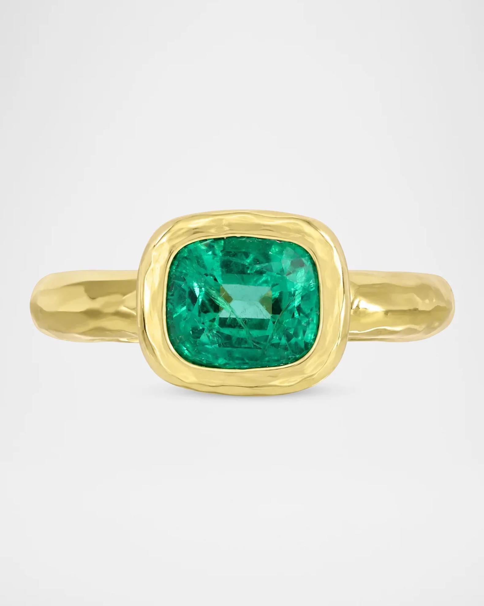Octavia Elizabeth 18K The Beatrice Cushion-Cut Emerald Ring | Neiman Marcus