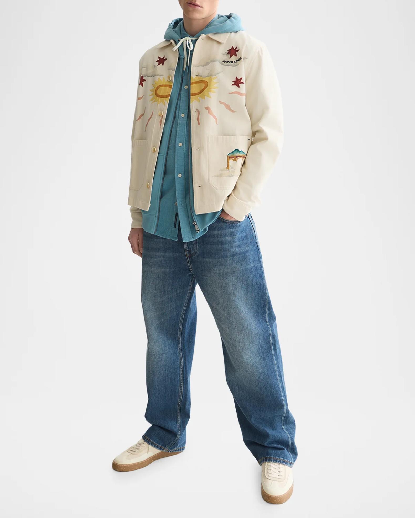 Scotch & Soda Men's Printed Point Collar Cotton Overshirt | Neiman