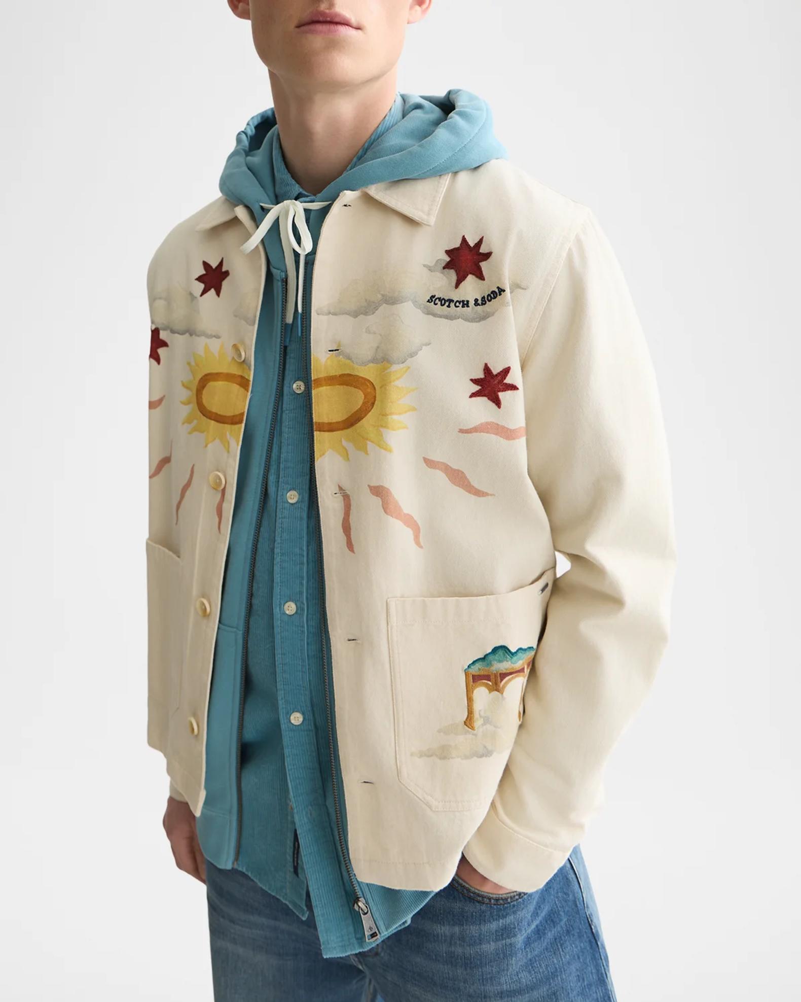 Scotch & Soda Men's Printed Point Collar Cotton Overshirt | Neiman