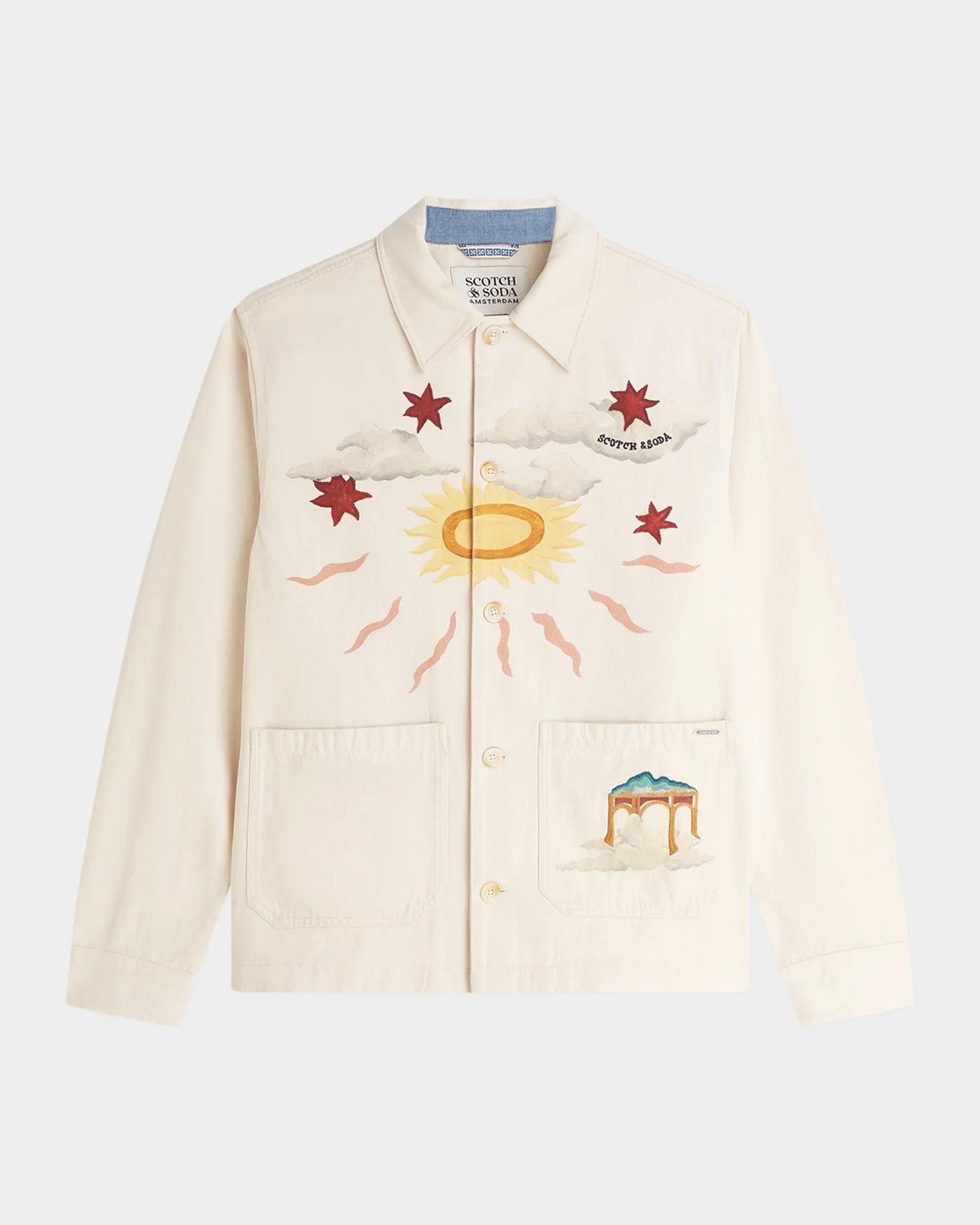 Scotch & Soda Men's Printed Point Collar Cotton Overshirt | Neiman