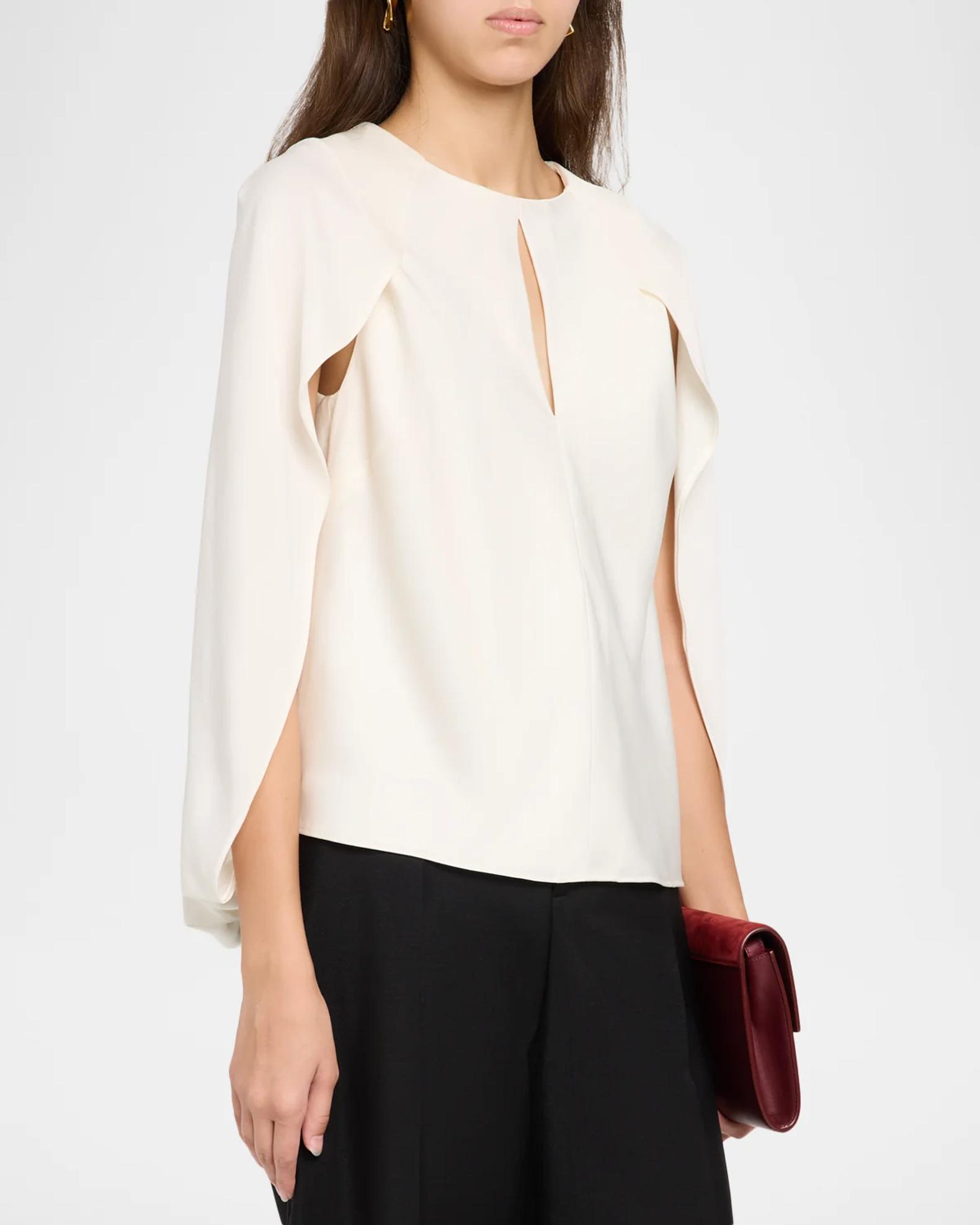 SIMKHAI Lauren Satin Cape Top | Neiman Marcus