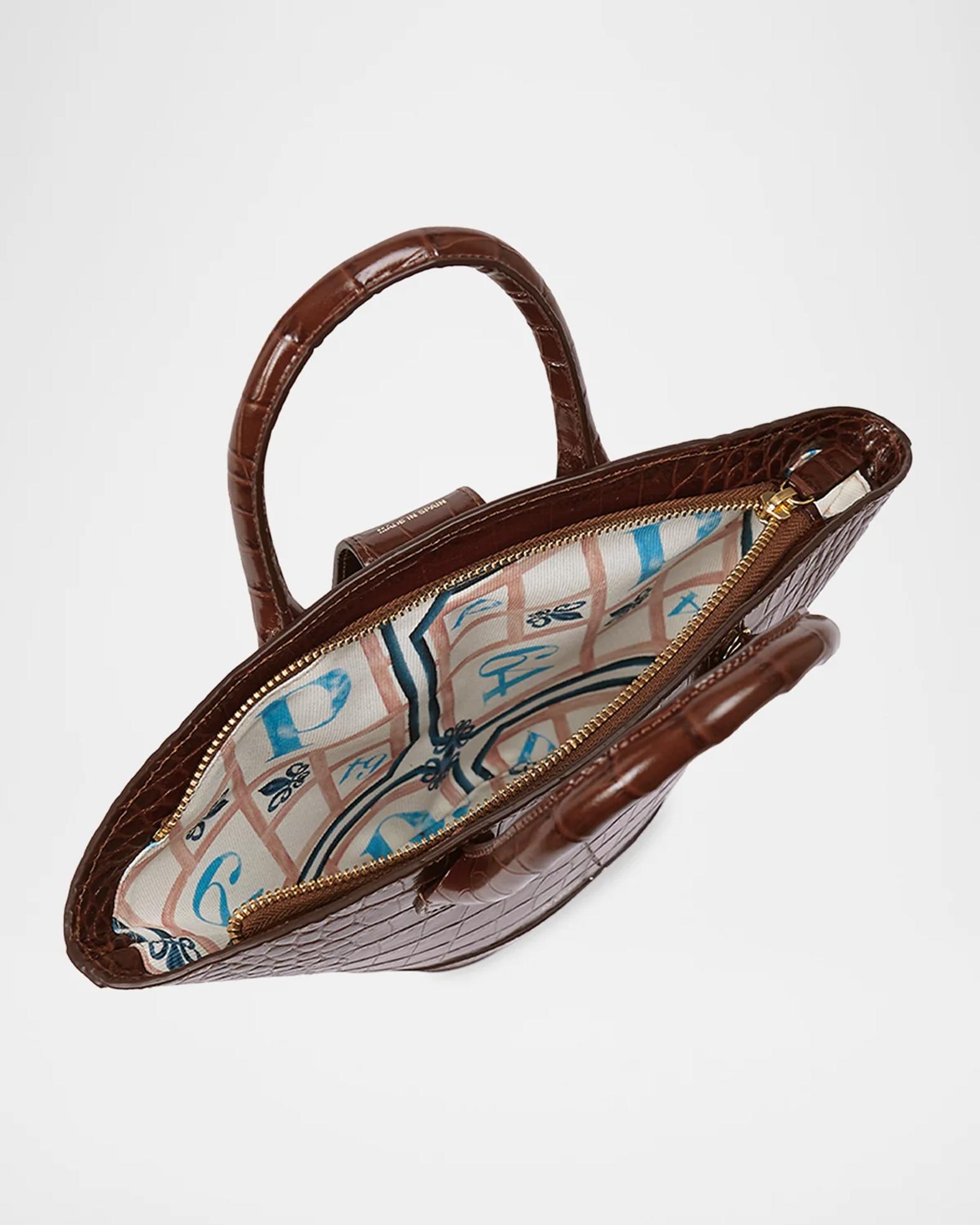 Polished Small Head Lumina　フランス　アンティーク Paris 64 Mini Lumire Embossed Leather Top-Handle Bag | Neiman Marcus