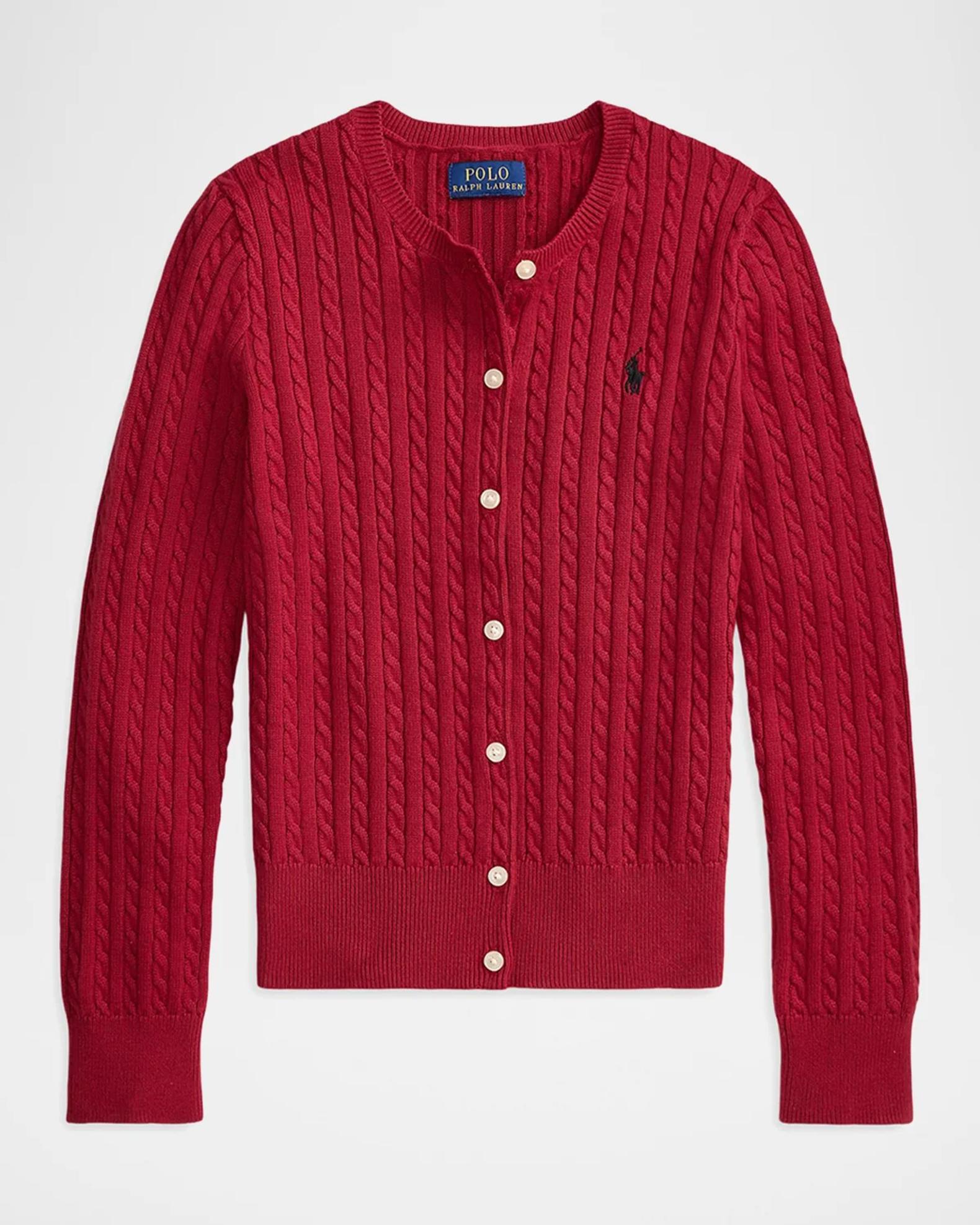 Ralph Lauren Girl's Mini-Cable Cotton Cardigan, Size 2-6X | Neiman