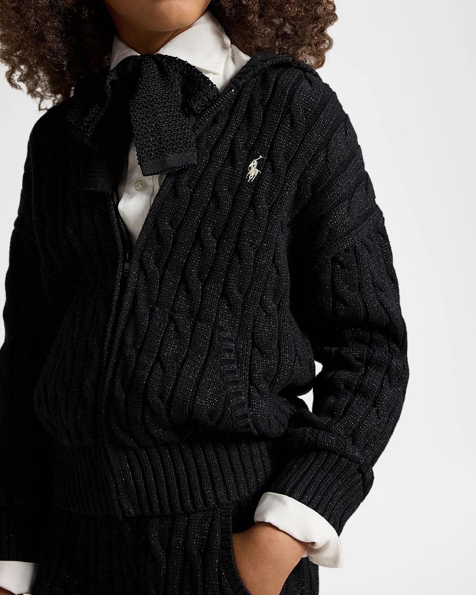 Girl's Metallic Cable Cotton Full-Zip Hoodie | Neiman Marcus