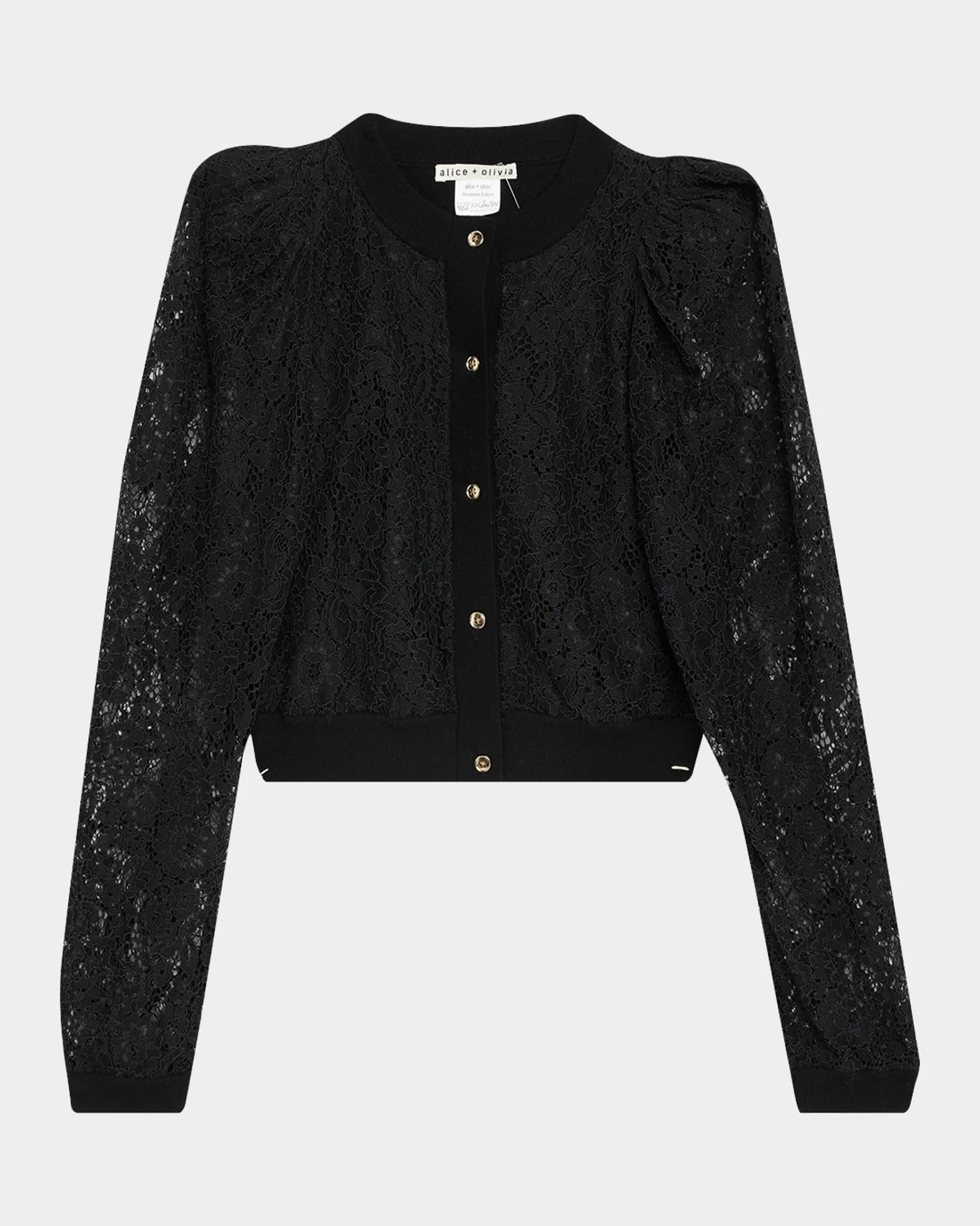 ALICE + OLIVIA Kitty Lace Overlay Cardigan | Neiman Marcus