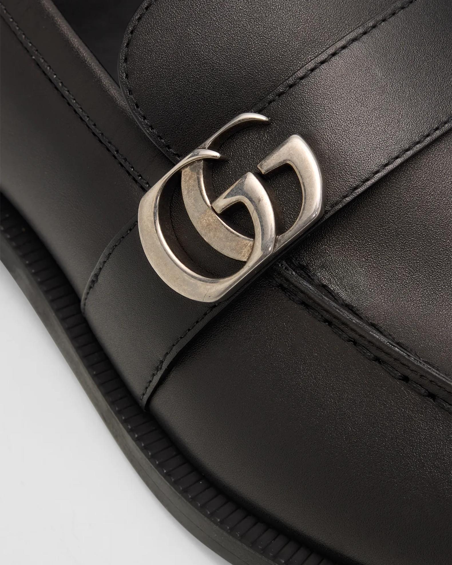 Gucci Men's Double-G Brushed Leather Moc-Toe Loafers | Neiman Marcus