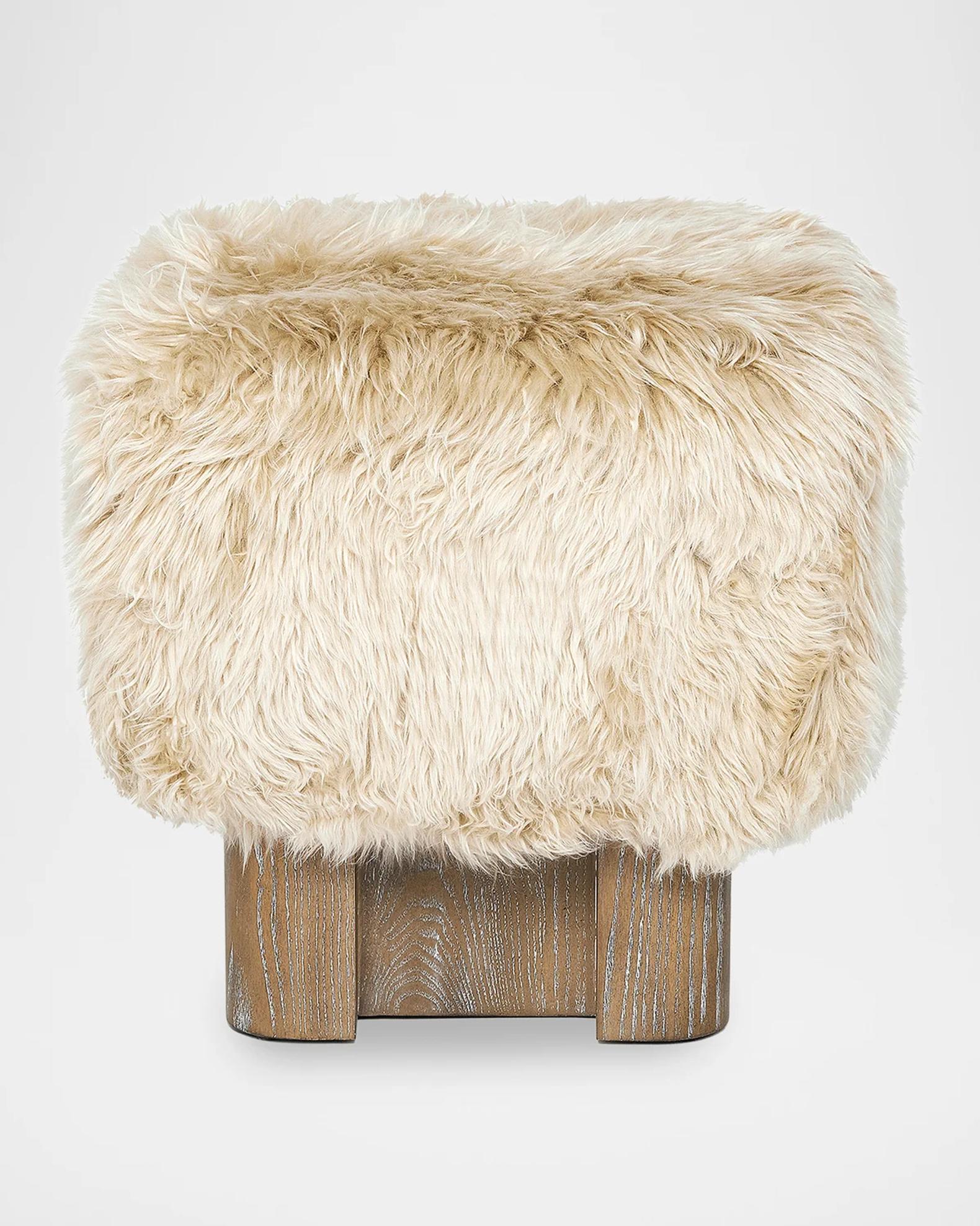 Interlude Home Noah Shearling Stool | Neiman Marcus