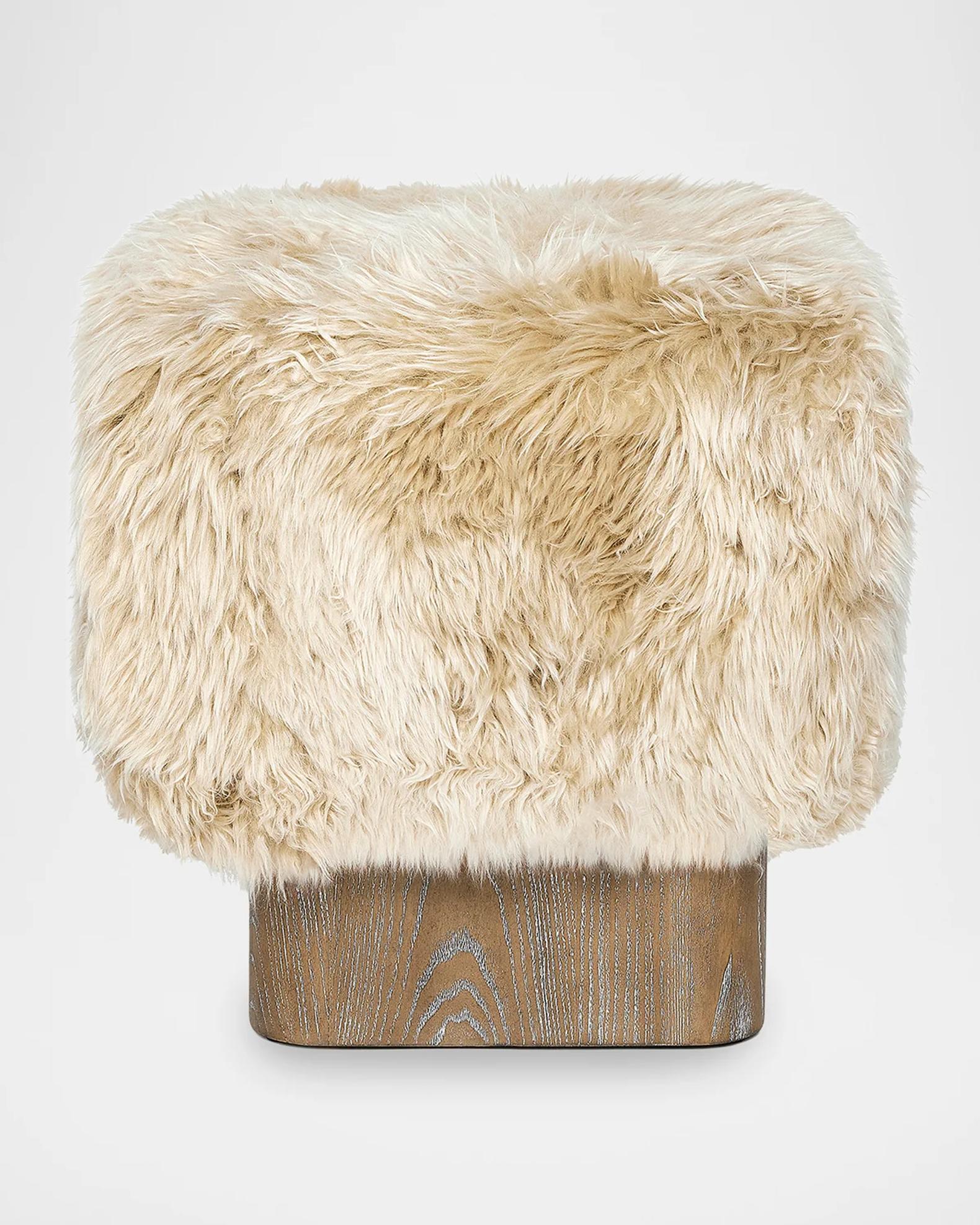 Interlude Home Noah Shearling Stool | Neiman Marcus