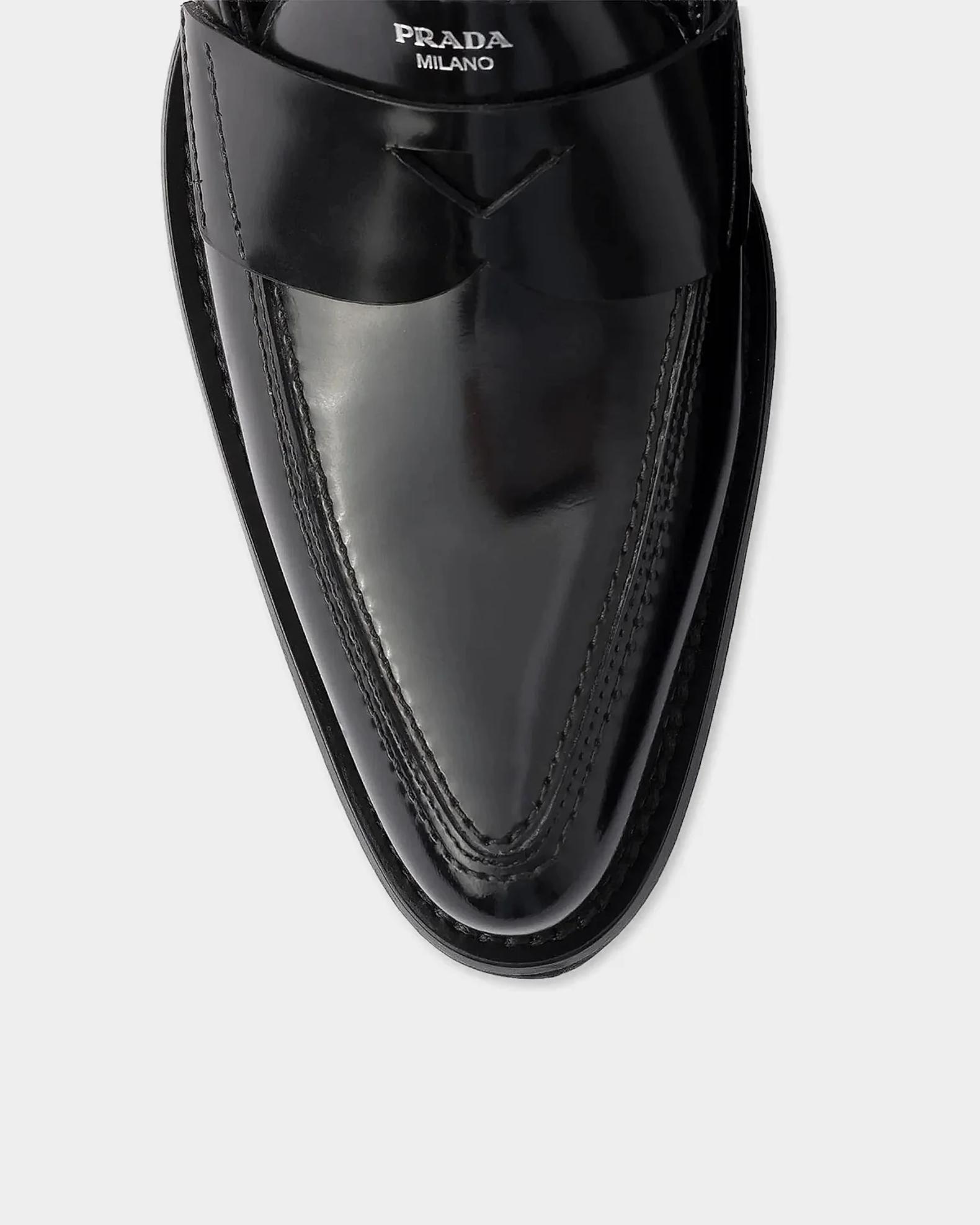 Prada 55MM Brushed Leather Loafers | Neiman Marcus