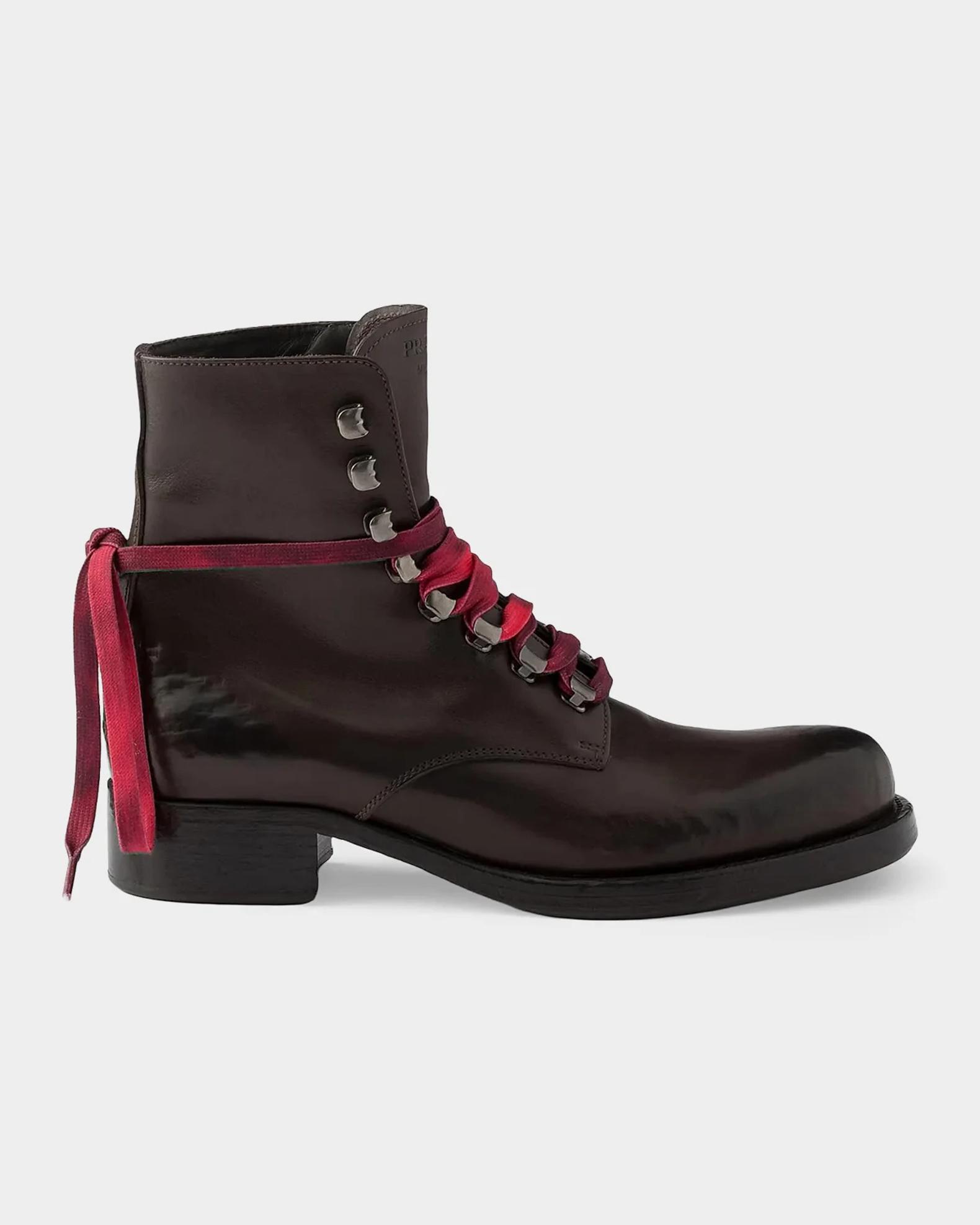 Prada 35MM Leather Laced Booties | Neiman Marcus