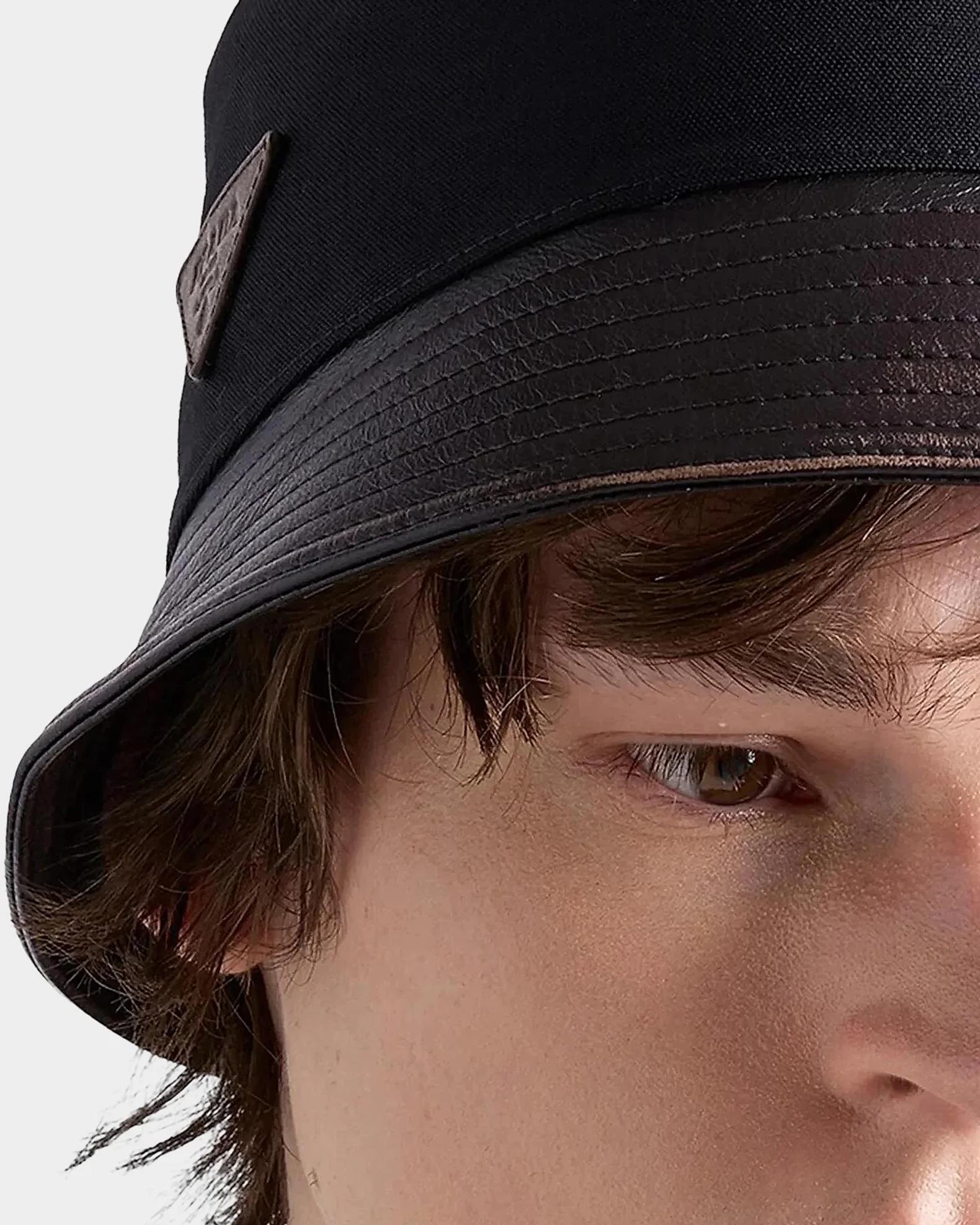 Prada Technical Cotton and Leather Bucket Hat | Neiman Marcus