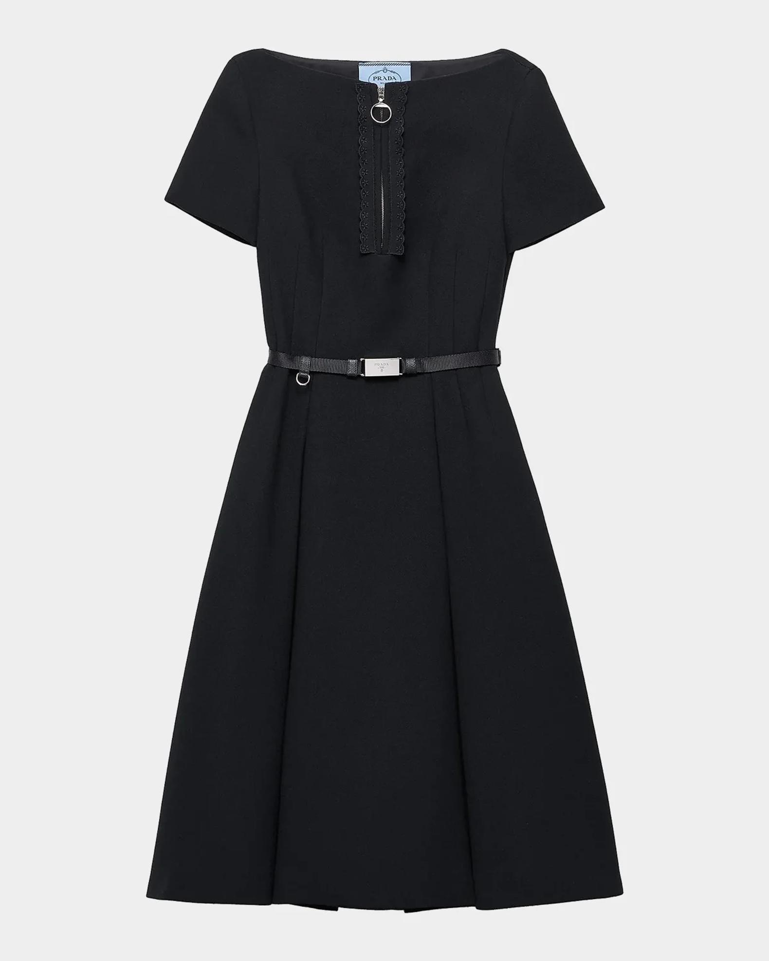 PRADA プラダ ウール＆ニット切替 ノースリーブ ロングジレ M Prada Embroidered Natte Wool Dress | Neiman Marcus
