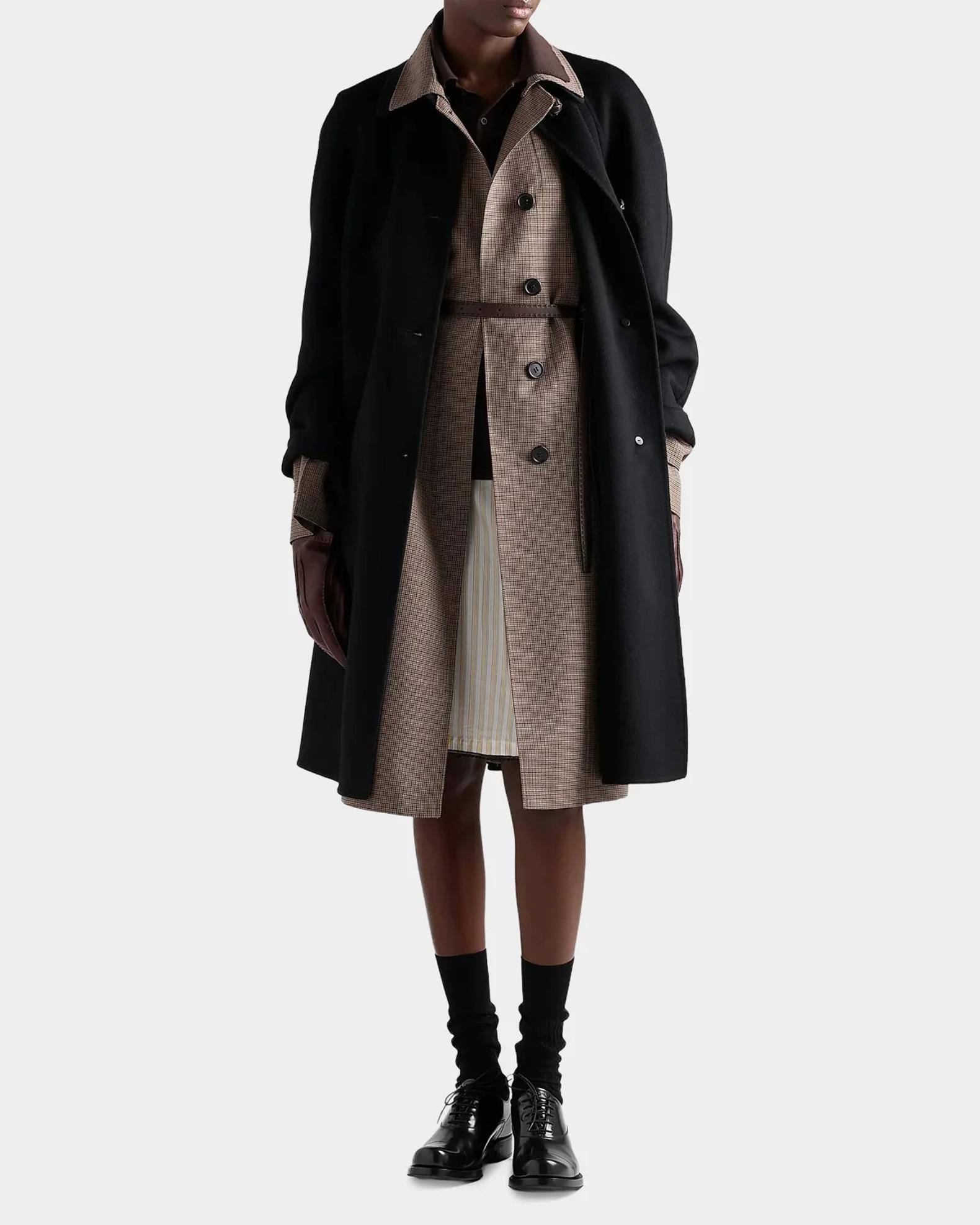 Prada Men's Single-Breasted Houndstooth Check Wool Coat | Neiman