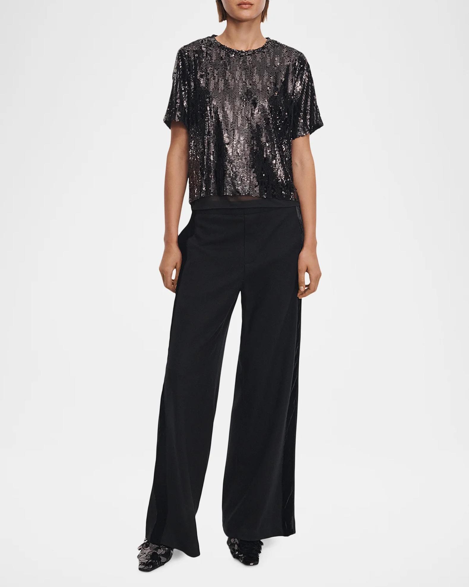 rag & bone Cher Sequined Short-Sleeve Top | Neiman Marcus
