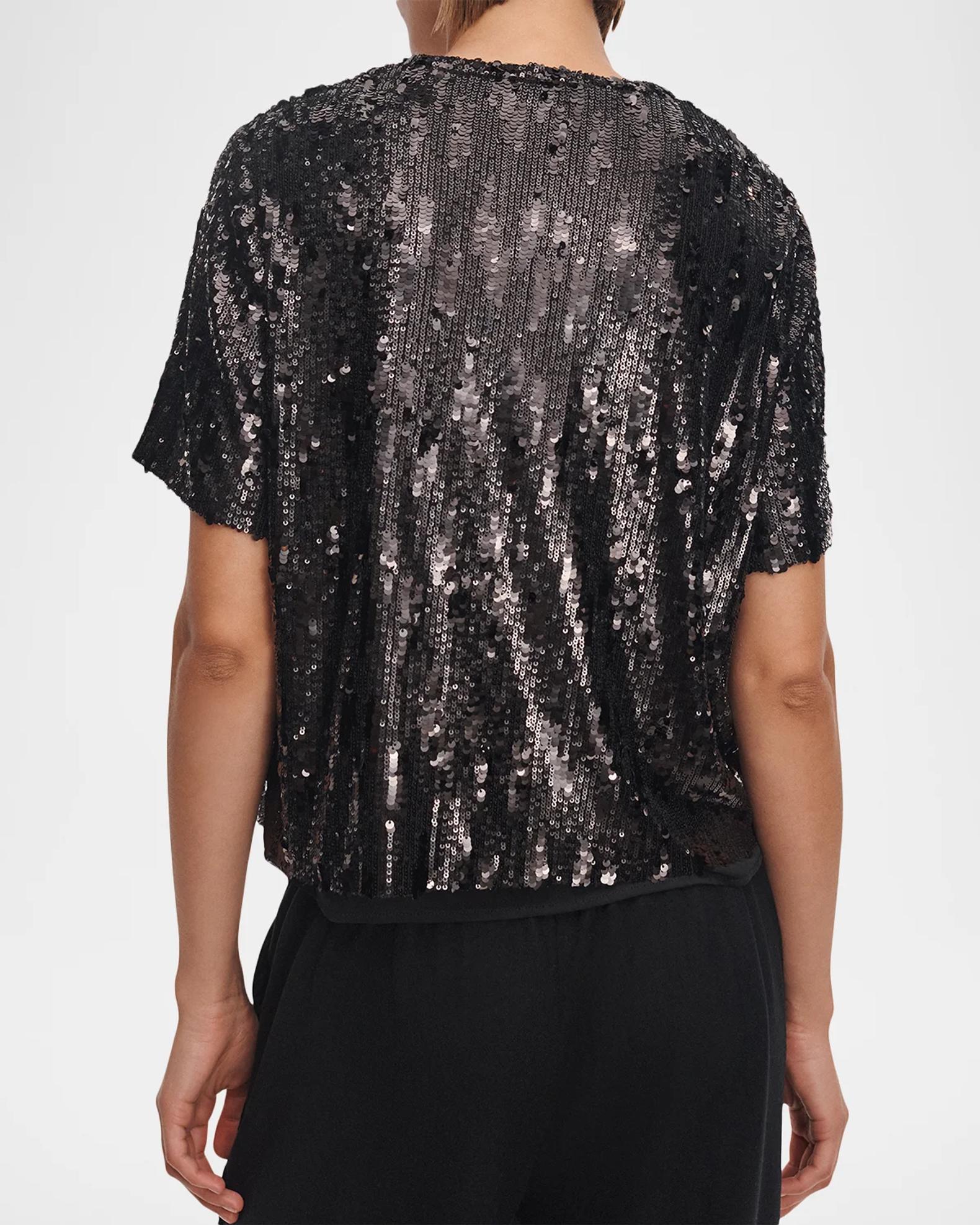 rag & bone Cher Sequined Short-Sleeve Top | Neiman Marcus