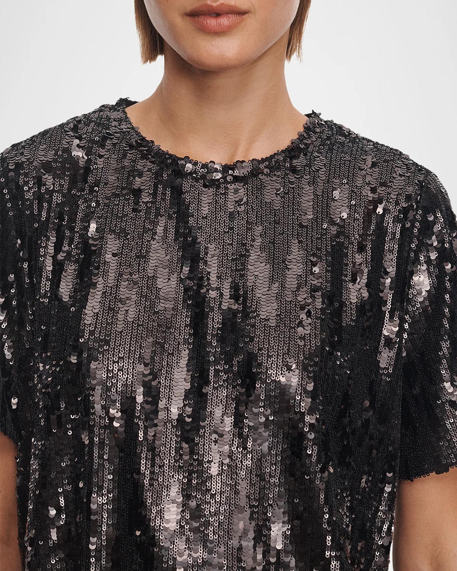 rag & bone Cher Sequined Short-Sleeve Top | Neiman Marcus