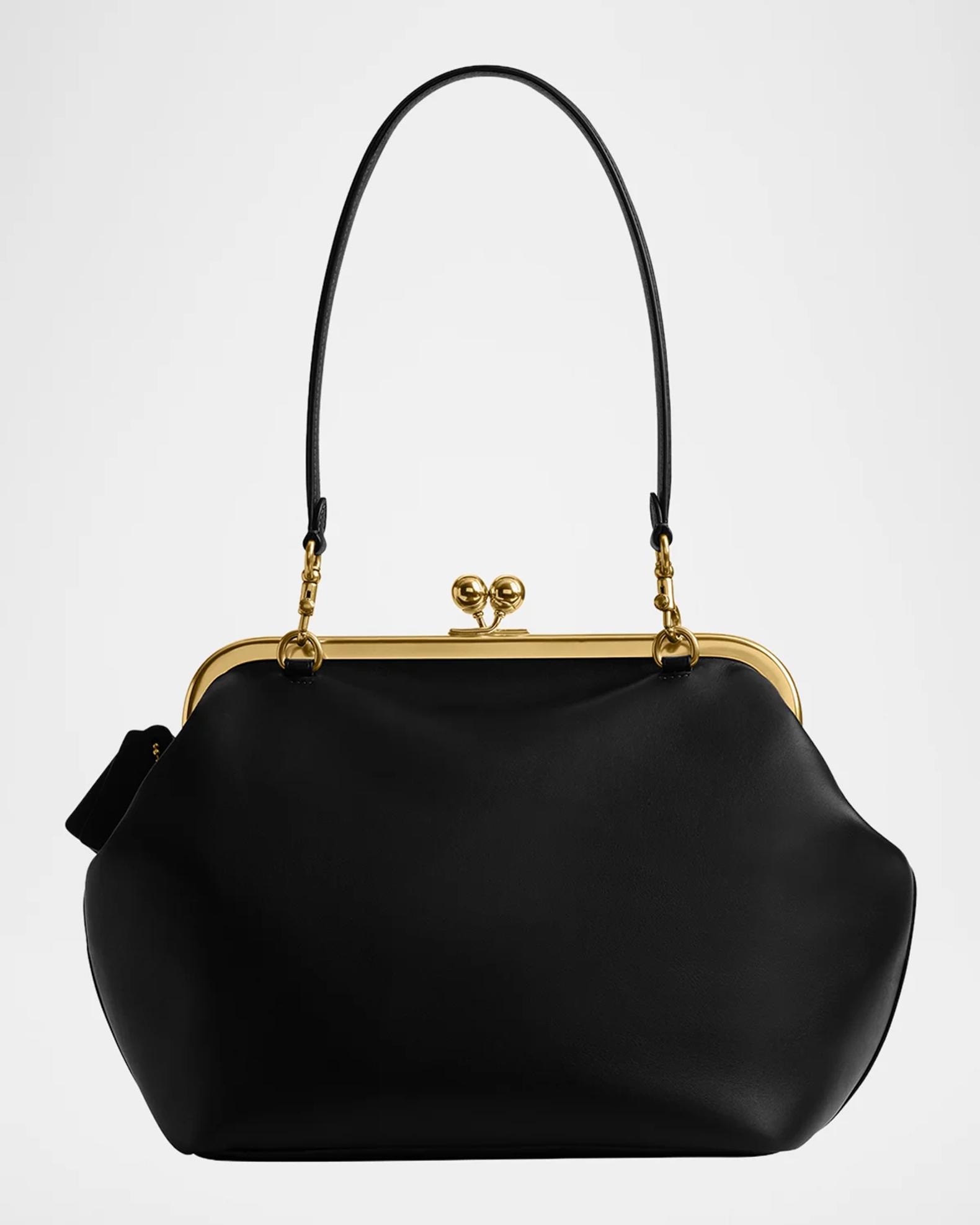 COACH Kisslock Leather Carryall Shoulder Bag | Neiman Marcus