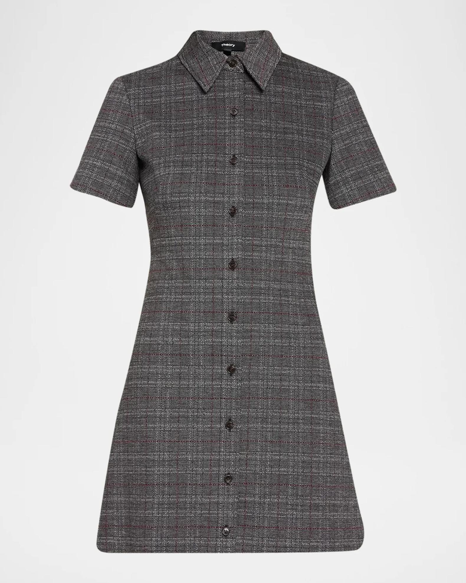 theory grey dress Easy A-Line Glen Plaid Mini Sleeveless