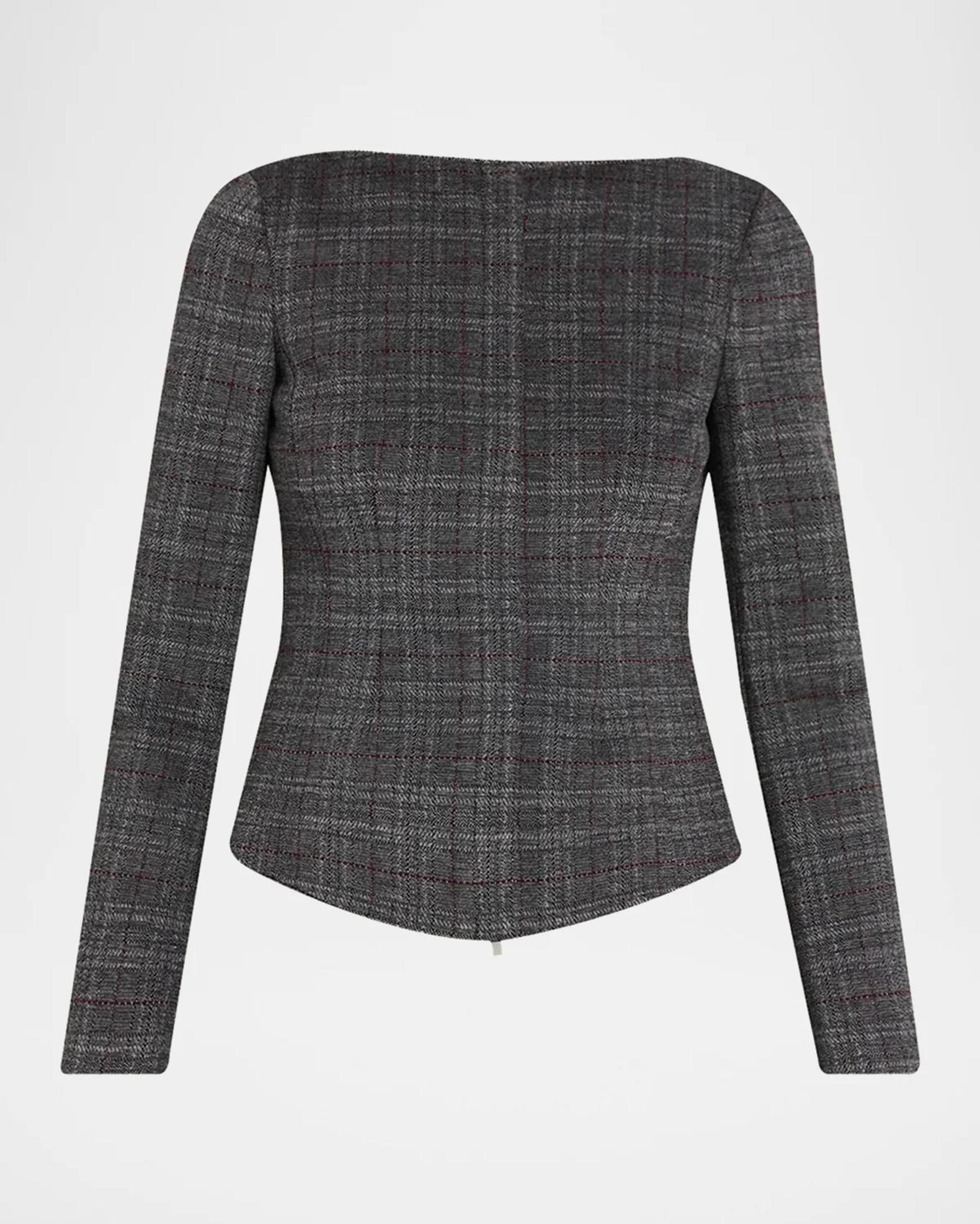 Theory 22年 Ocean Tweed Feminine Slim JKT Theory Plaid Tweed Jacket | Neiman Marcus