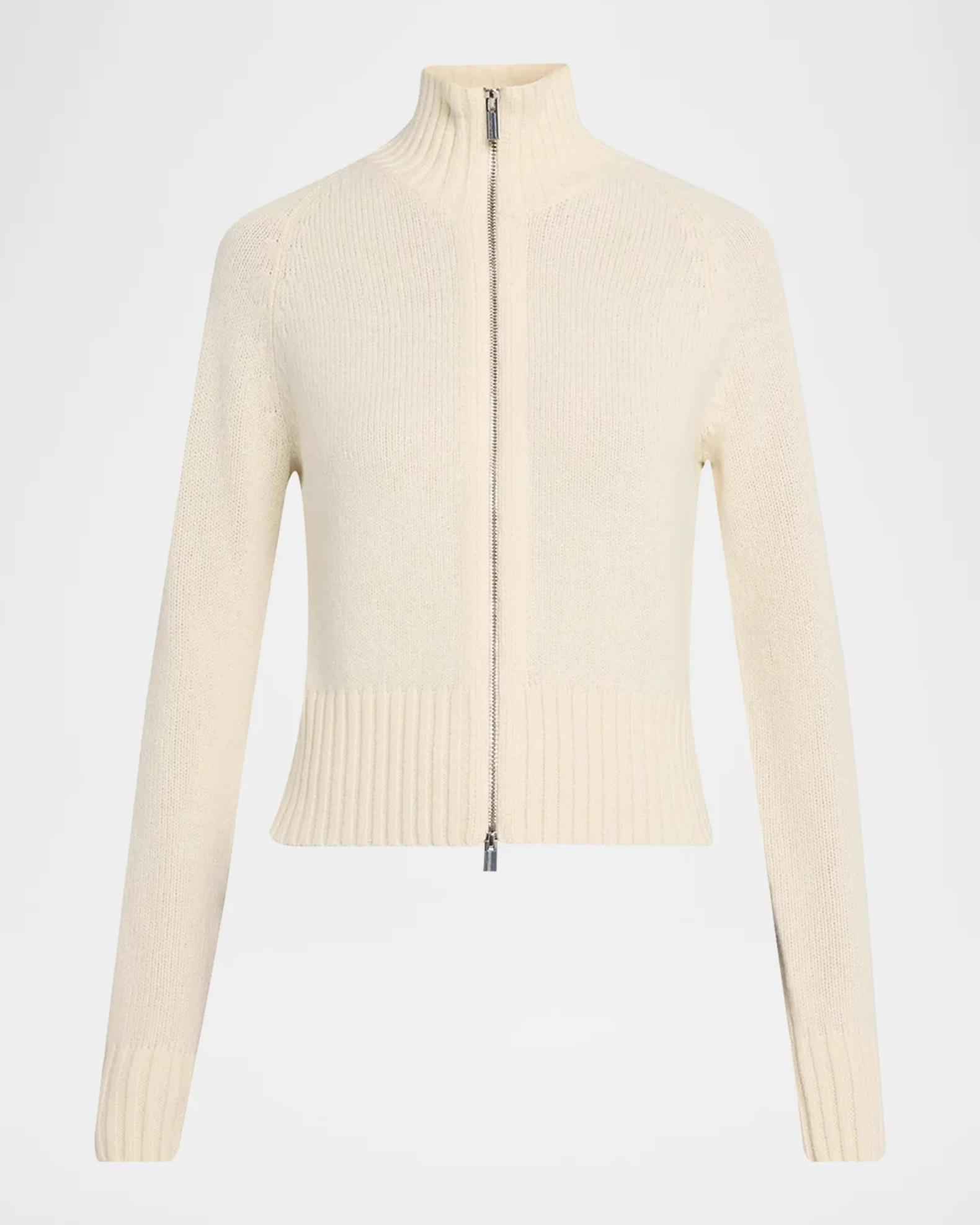 Theory Raglan-Sleeve Zip Wool Knit Cardigan | Neiman Marcus