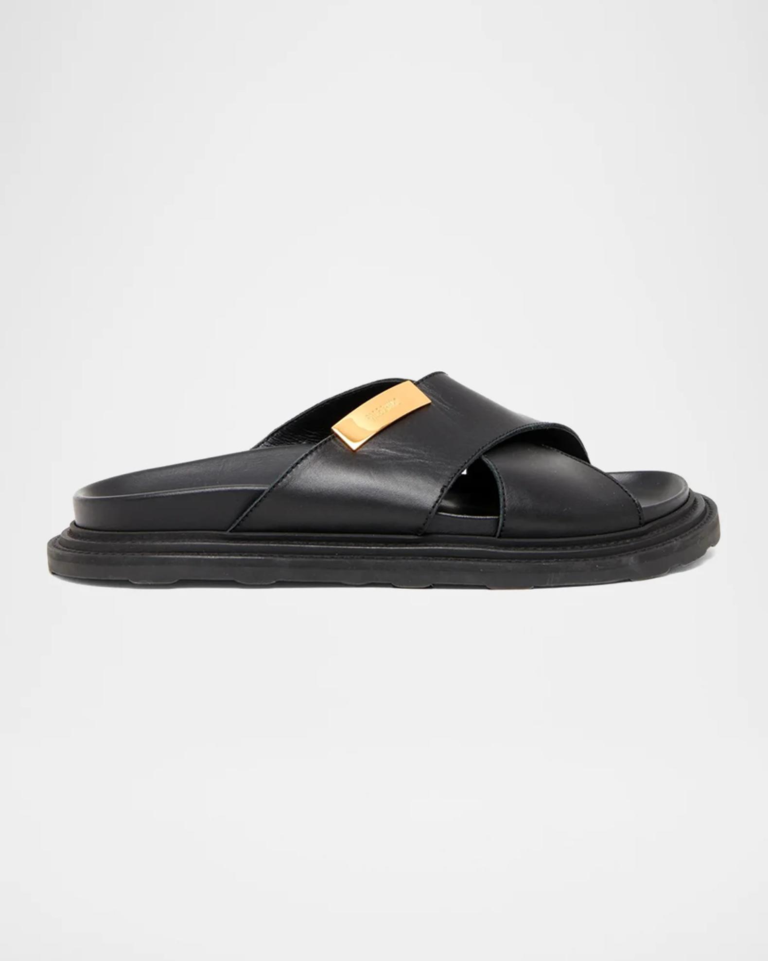 Moschino Faux-Leather Mule Sandals | Neiman Marcus