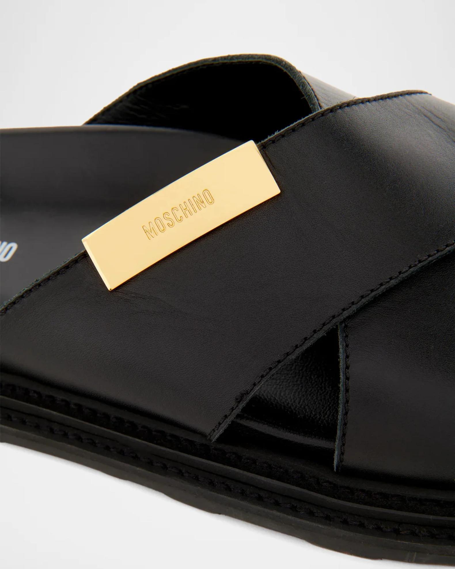Moschino Faux-Leather Mule Sandals | Neiman Marcus