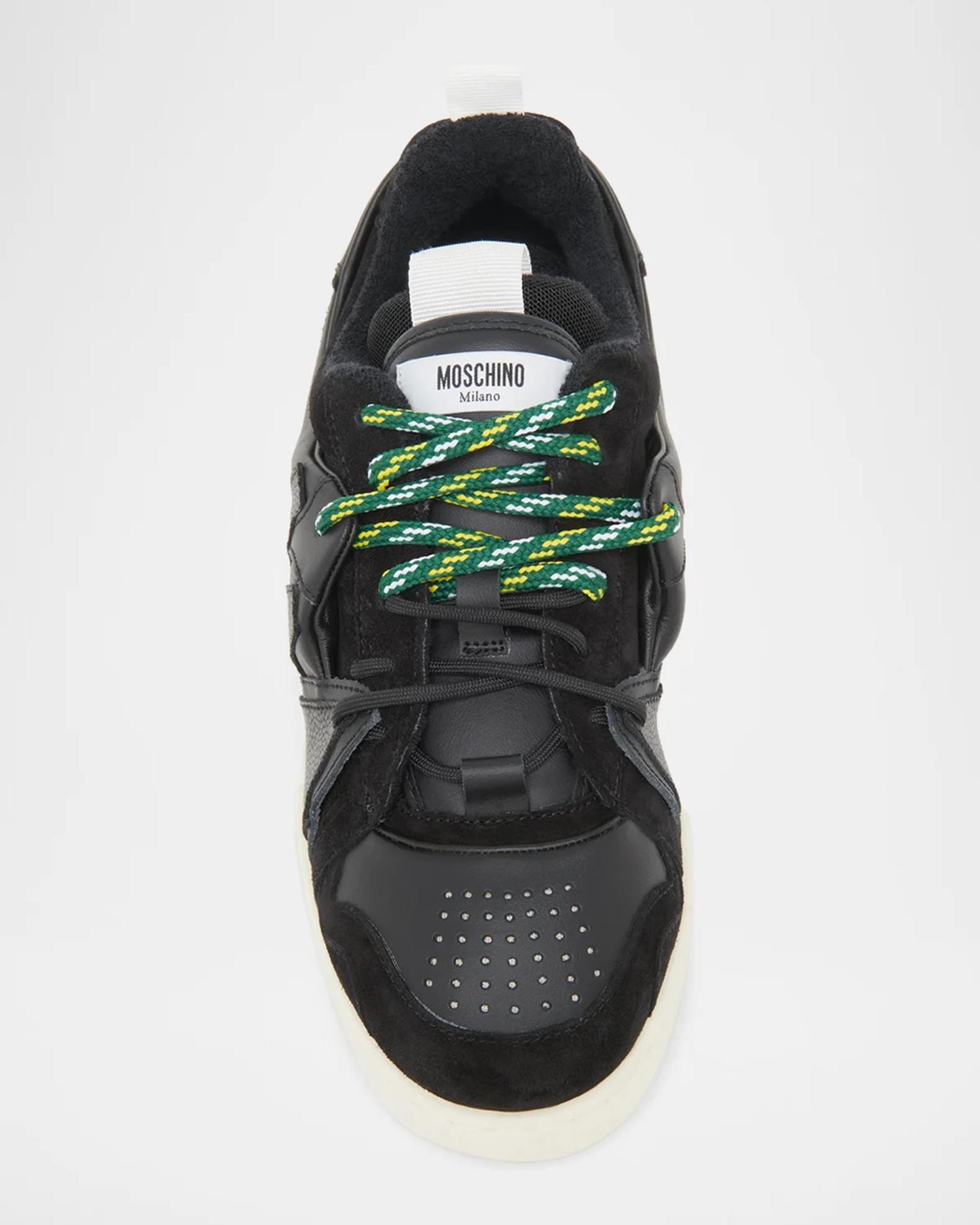 Moschino Leather & Velvet Low-Top Sneakers | Neiman Marcus