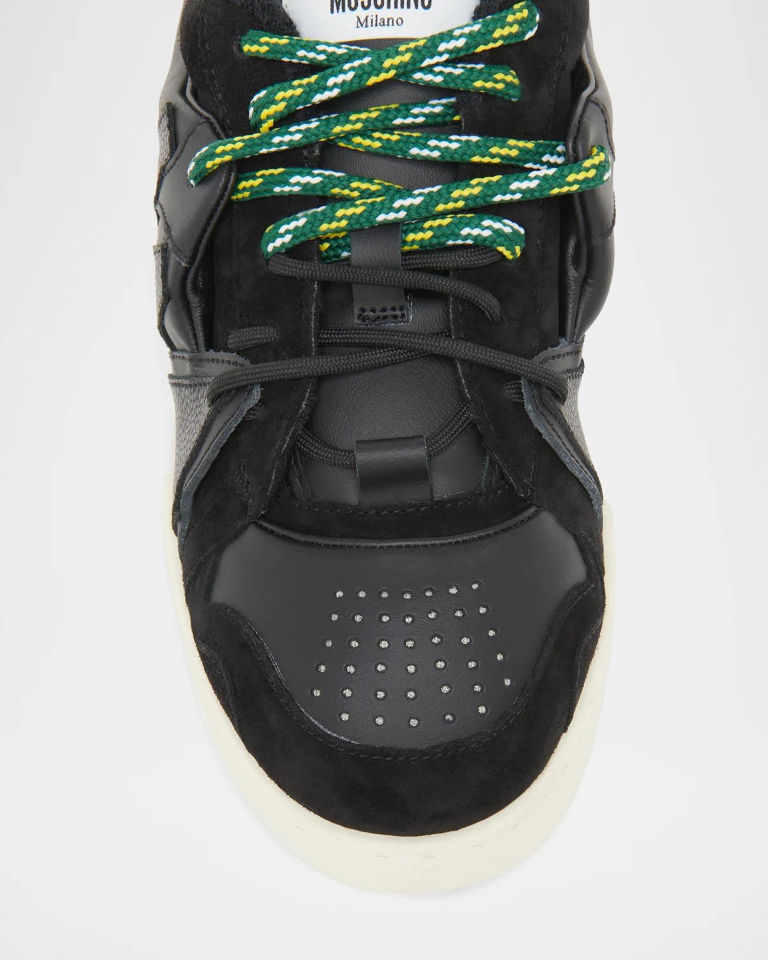 Moschino Leather & Velvet Low-Top Sneakers | Neiman Marcus