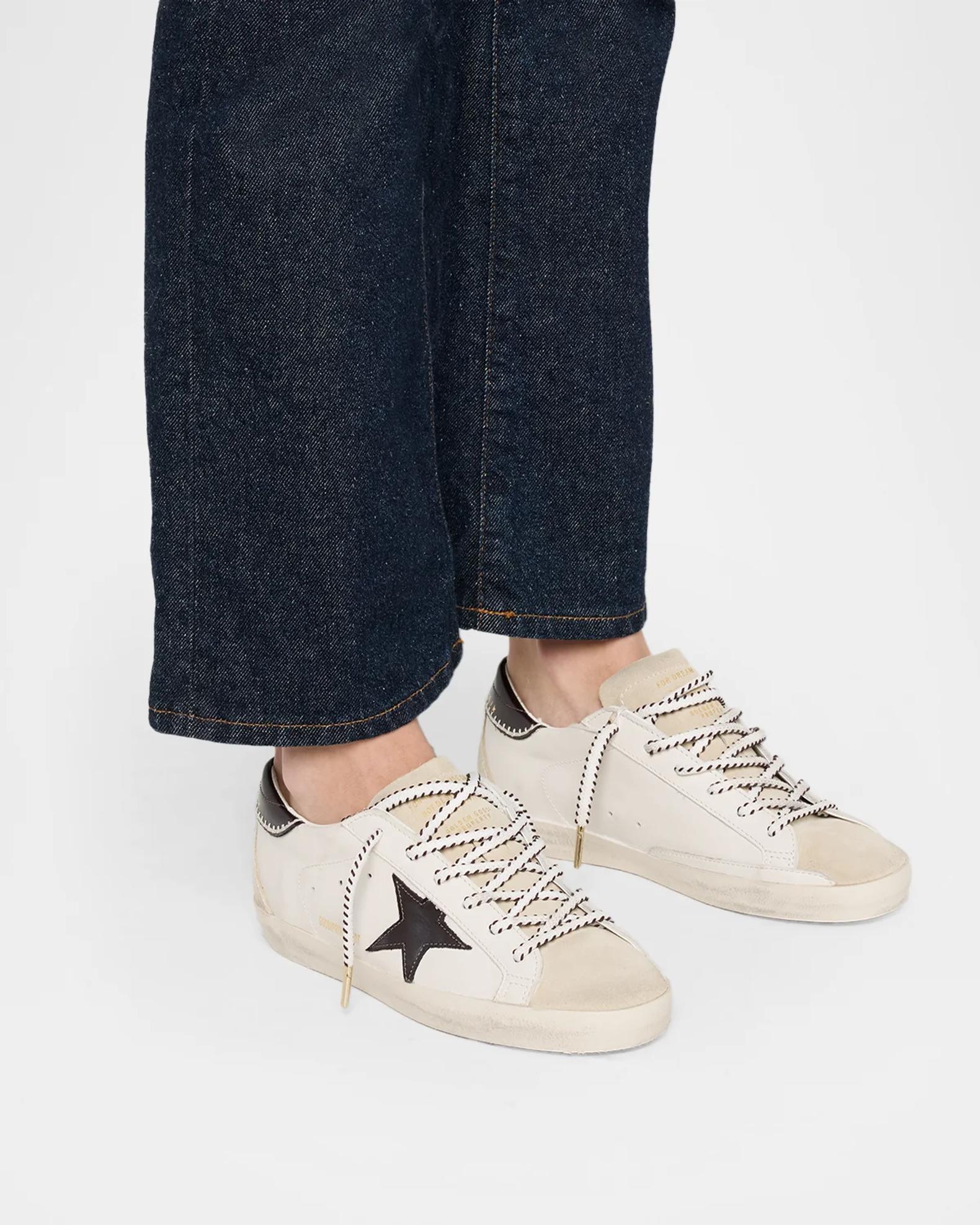 Golden Goose Super-Star Embroidered Mixed Leather Low-Top Sneakers