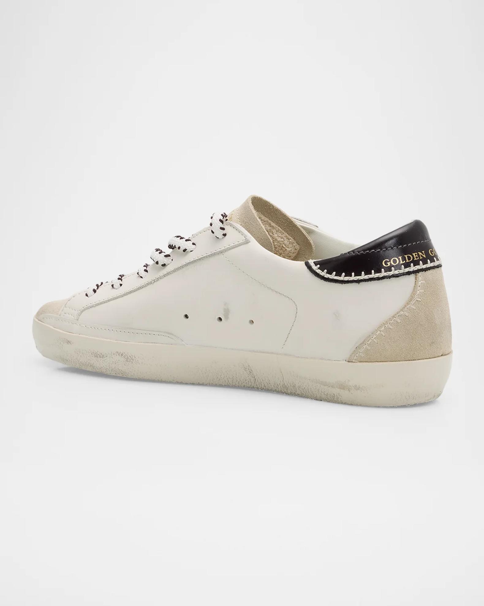 Golden Goose Super-Star Embroidered Mixed Leather Low-Top Sneakers