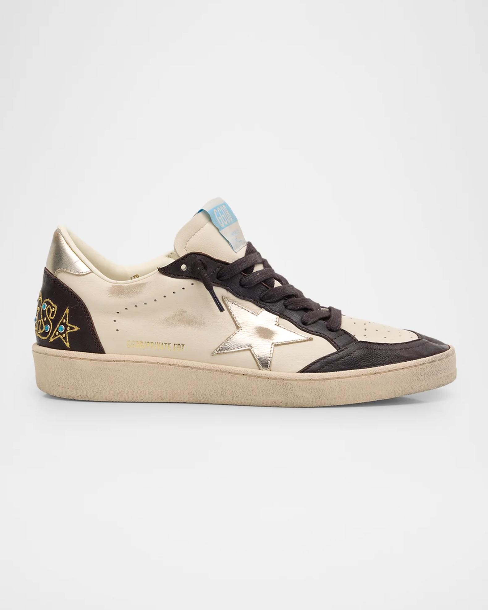 Golden Goose Ball Star Studded Leather Low-Top Sneakers | Neiman