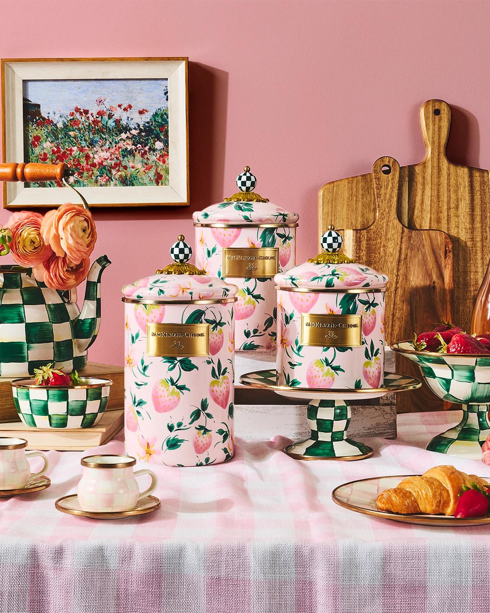 クマちゃん　container MacKenzie-Childs Small Strawberry Canister | Neiman Marcus