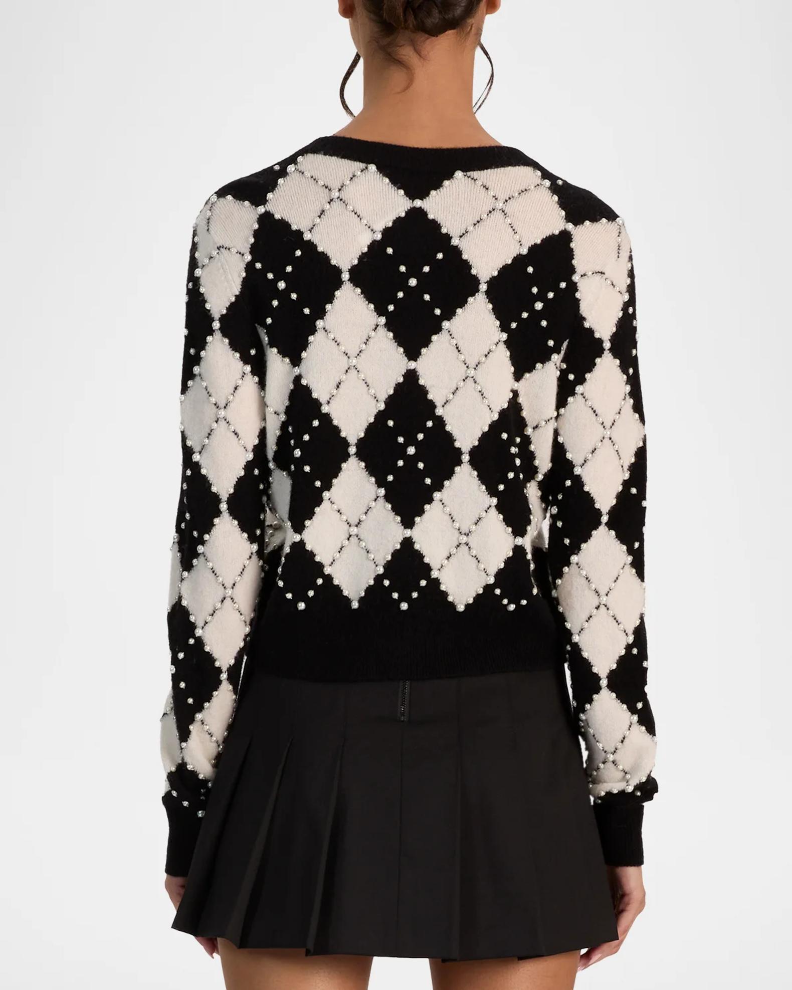 ALICE + OLIVIA Carolee Embellished Argyle Cardigan | Neiman Marcus