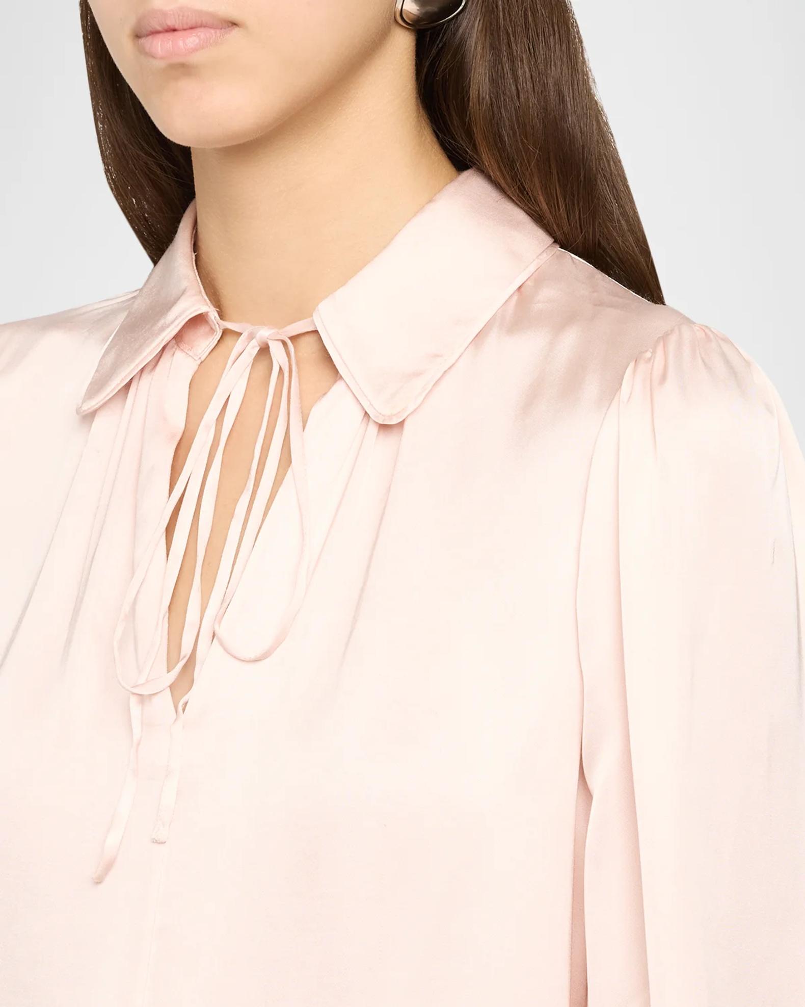 ALICE + OLIVIA Roanne Tie-Front Satin Blouse | Neiman Marcus