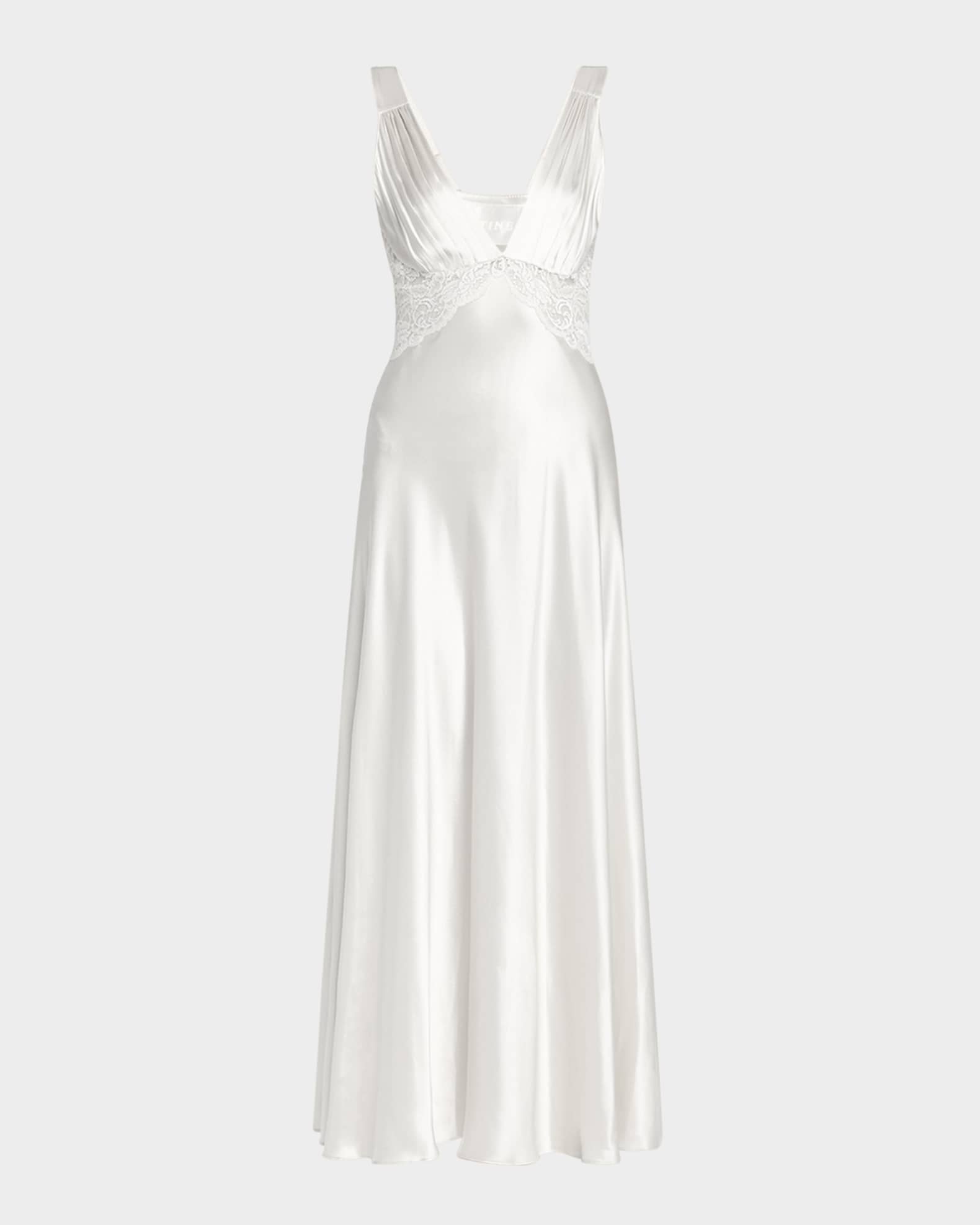Bijoux Lace-Inset Silk Gown 0