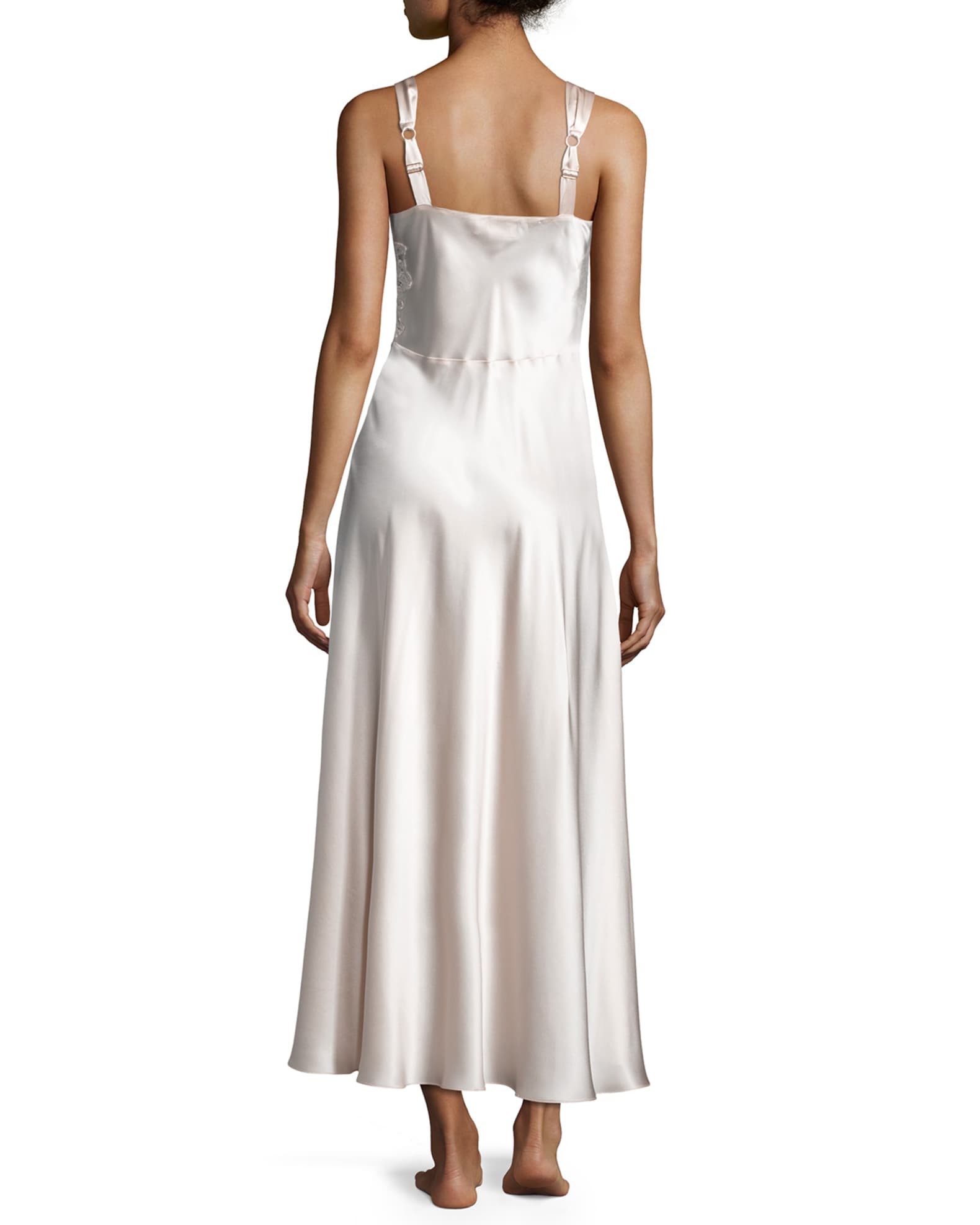 Christine Lingerie Bijoux Lace-Inset Silk Gown | Neiman Marcus