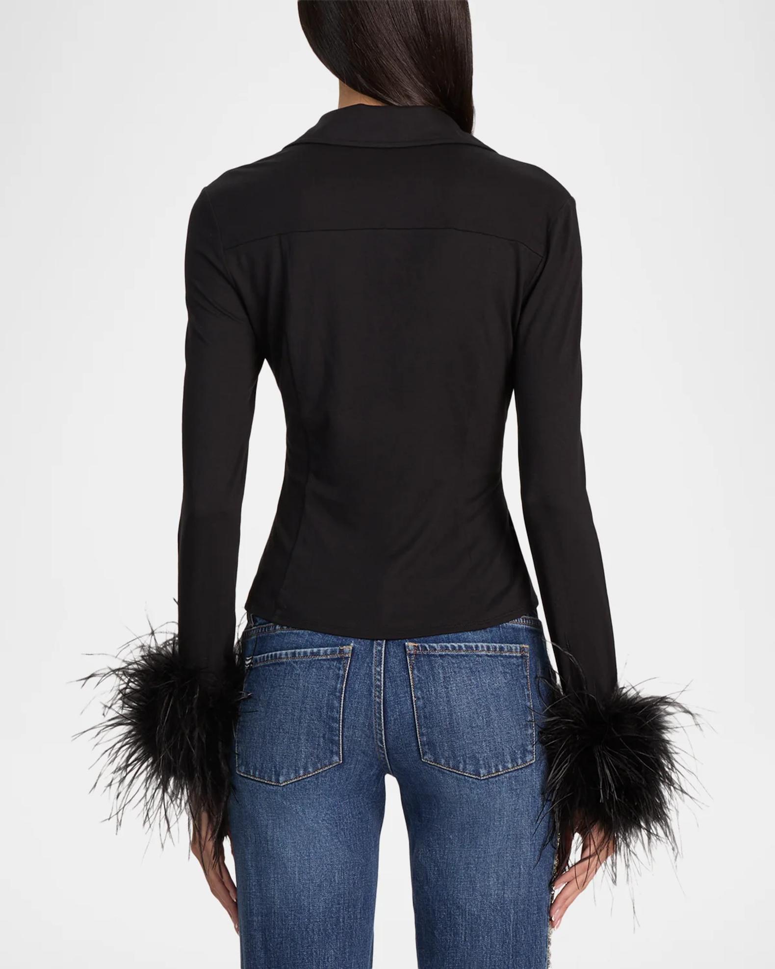 ALICE + OLIVIA Freya Feather-Cuff Top | Neiman Marcus