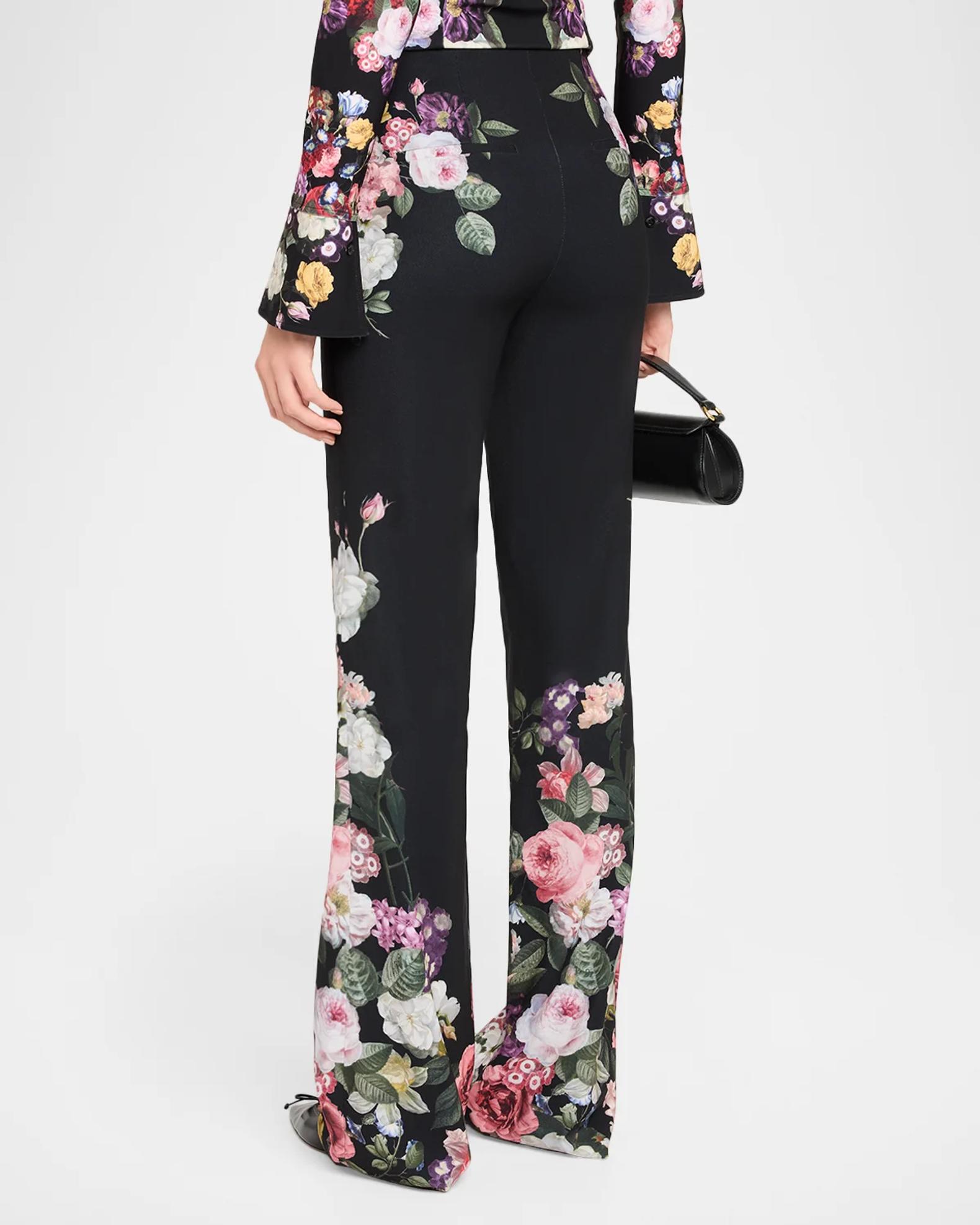 ALICE + OLIVIA Teeny Floral-Print Bootcut Pants | Neiman Marcus