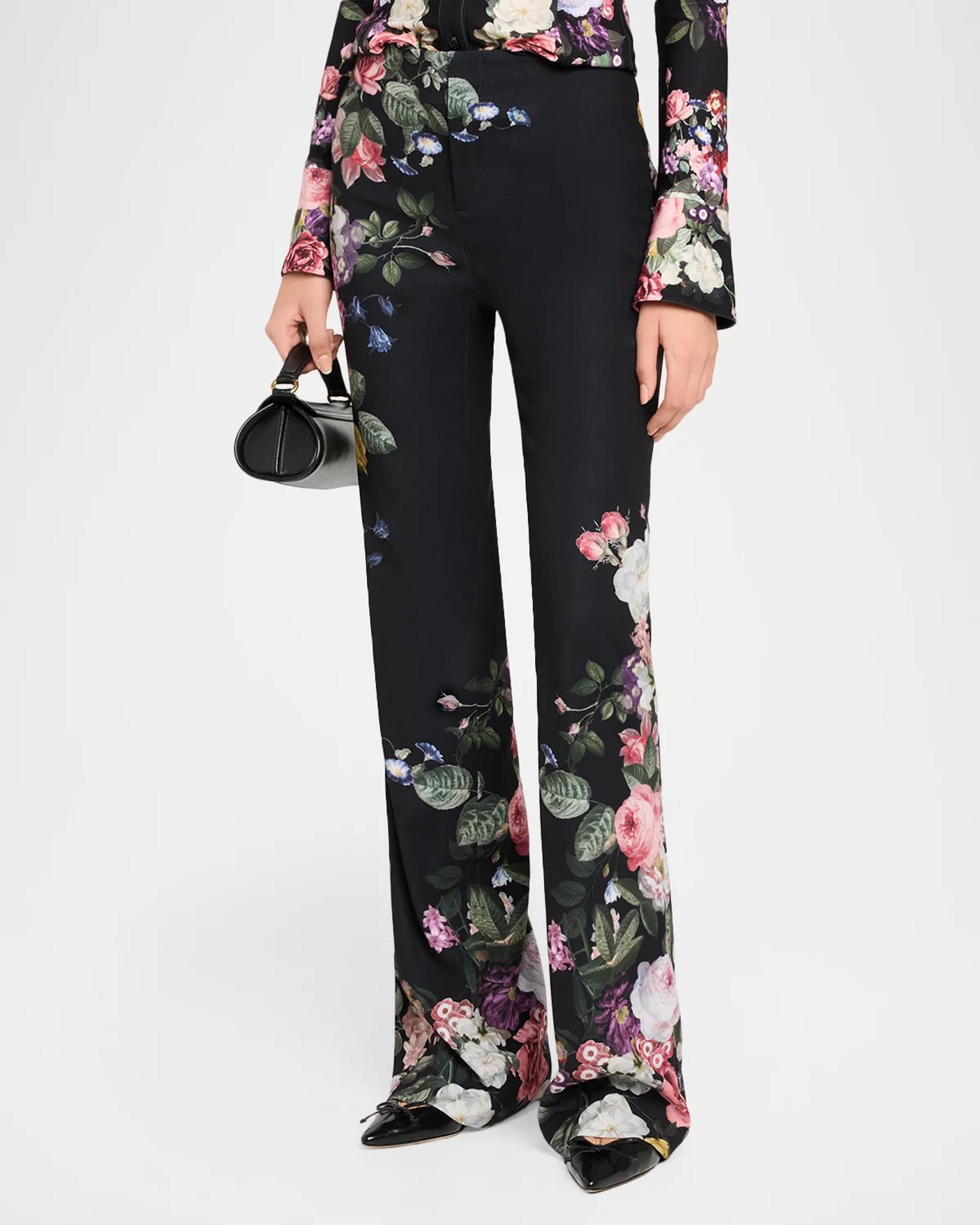 ALICE + OLIVIA Teeny Floral-Print Bootcut Pants | Neiman Marcus