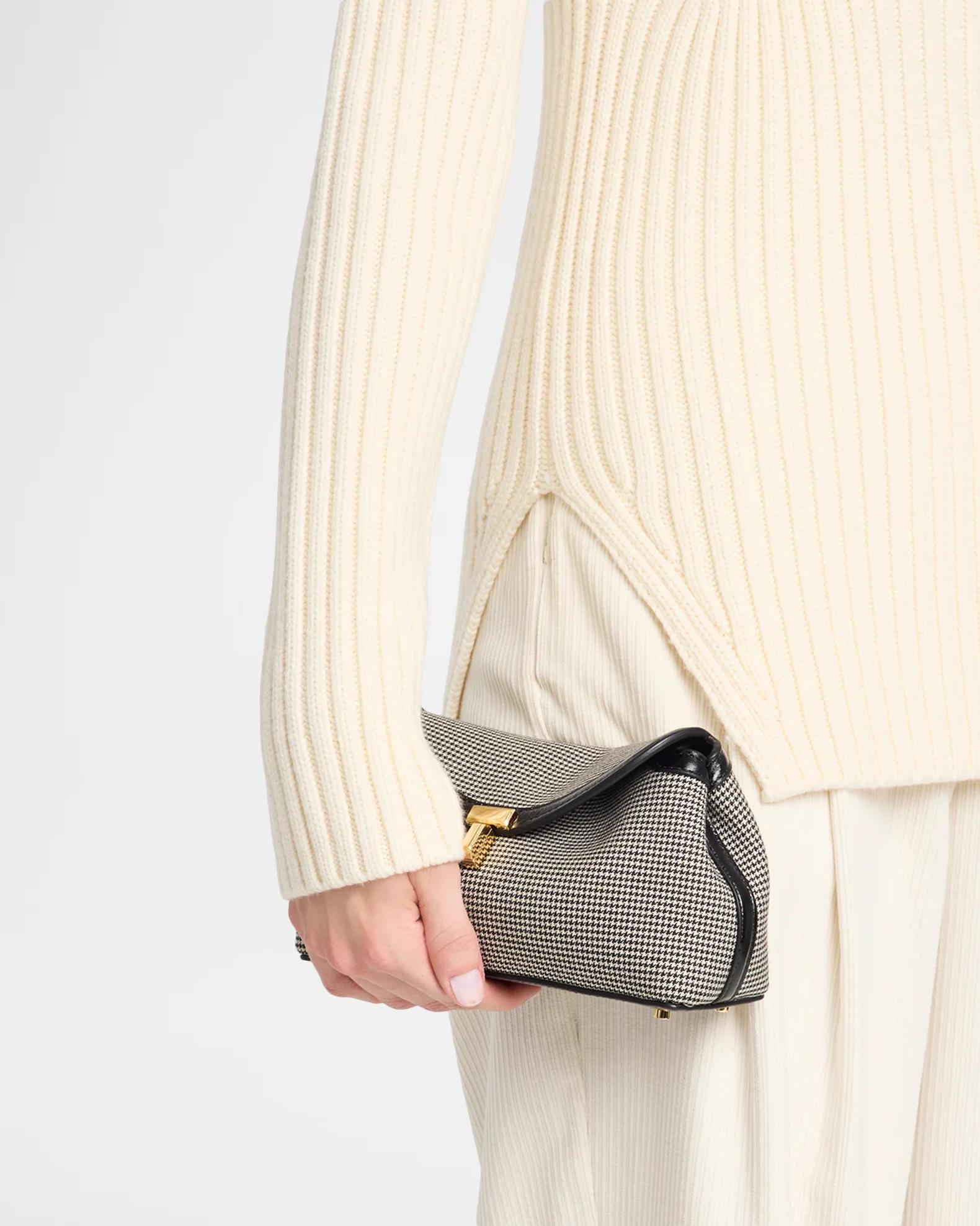 Toteme T-Lock Houndstooth Clutch Bag | Neiman Marcus