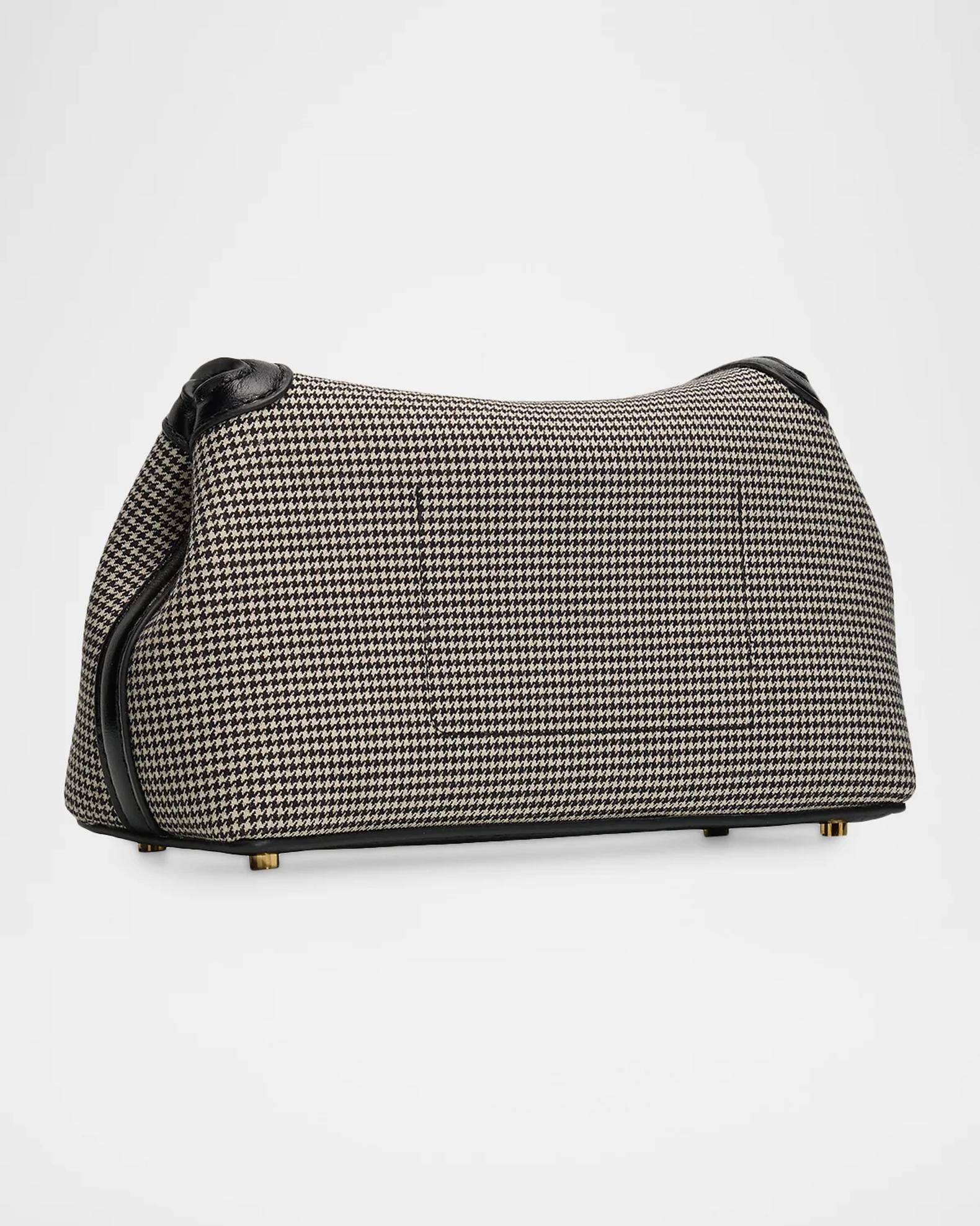 Toteme T-Lock Houndstooth Clutch Bag | Neiman Marcus
