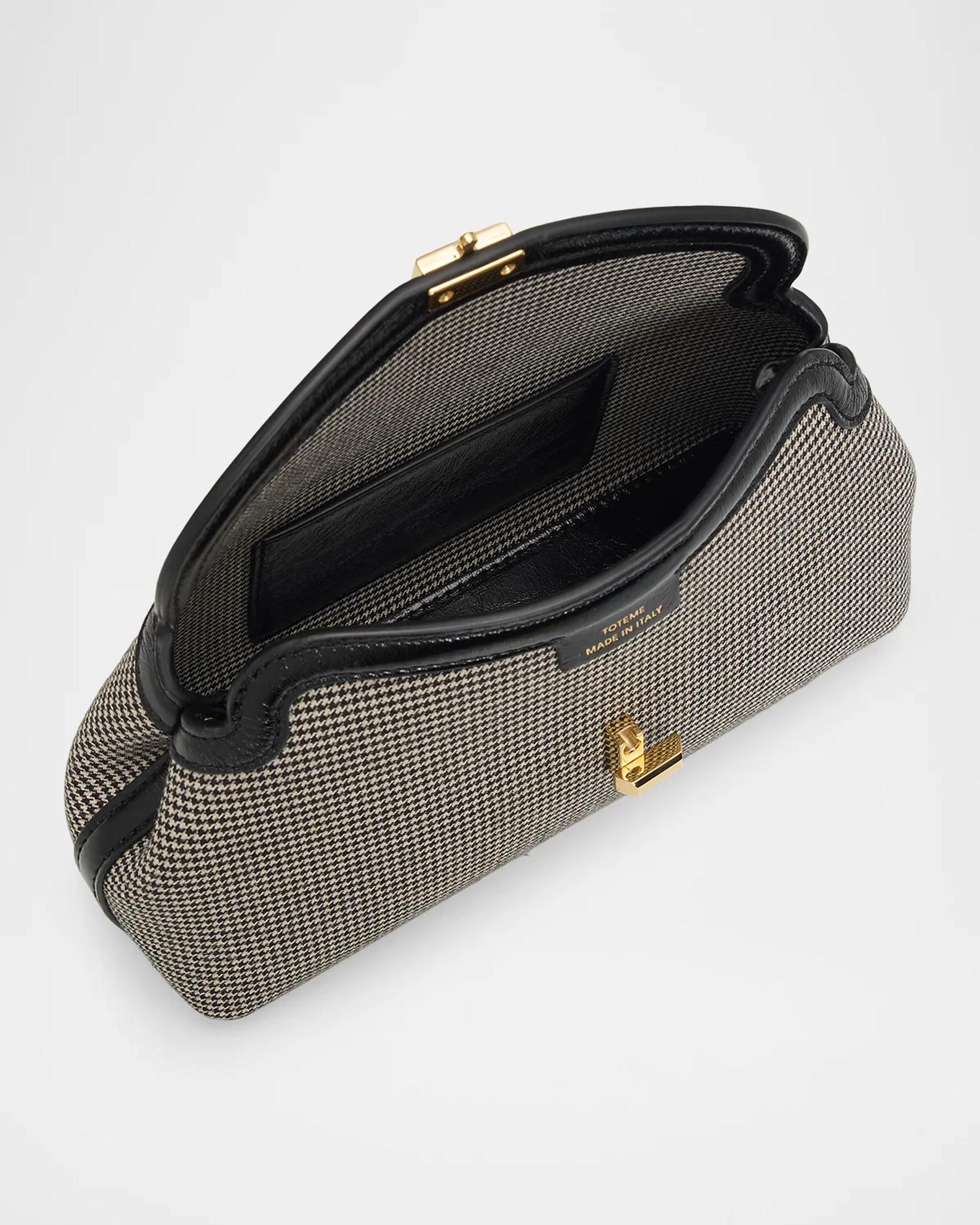 Toteme T-Lock Houndstooth Clutch Bag | Neiman Marcus