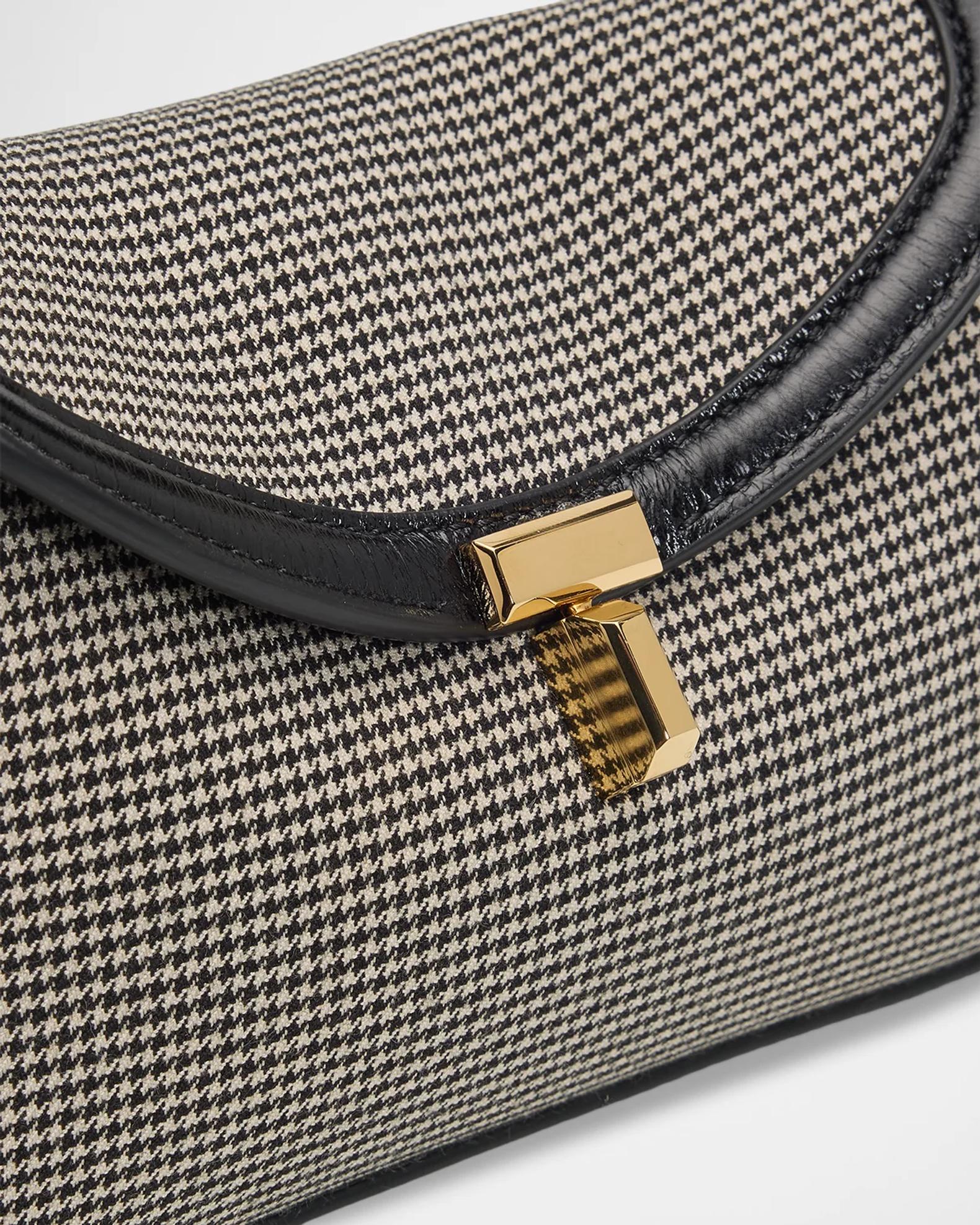 Toteme T-Lock Houndstooth Clutch Bag | Neiman Marcus