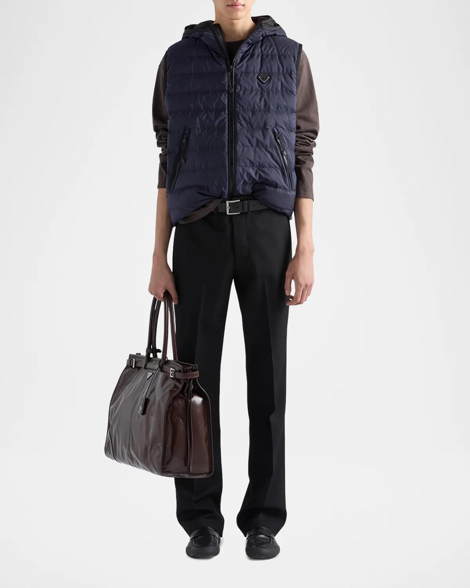 Prada Men's Re-Nylon Down Hooded Zip Vest | Neiman Marcus