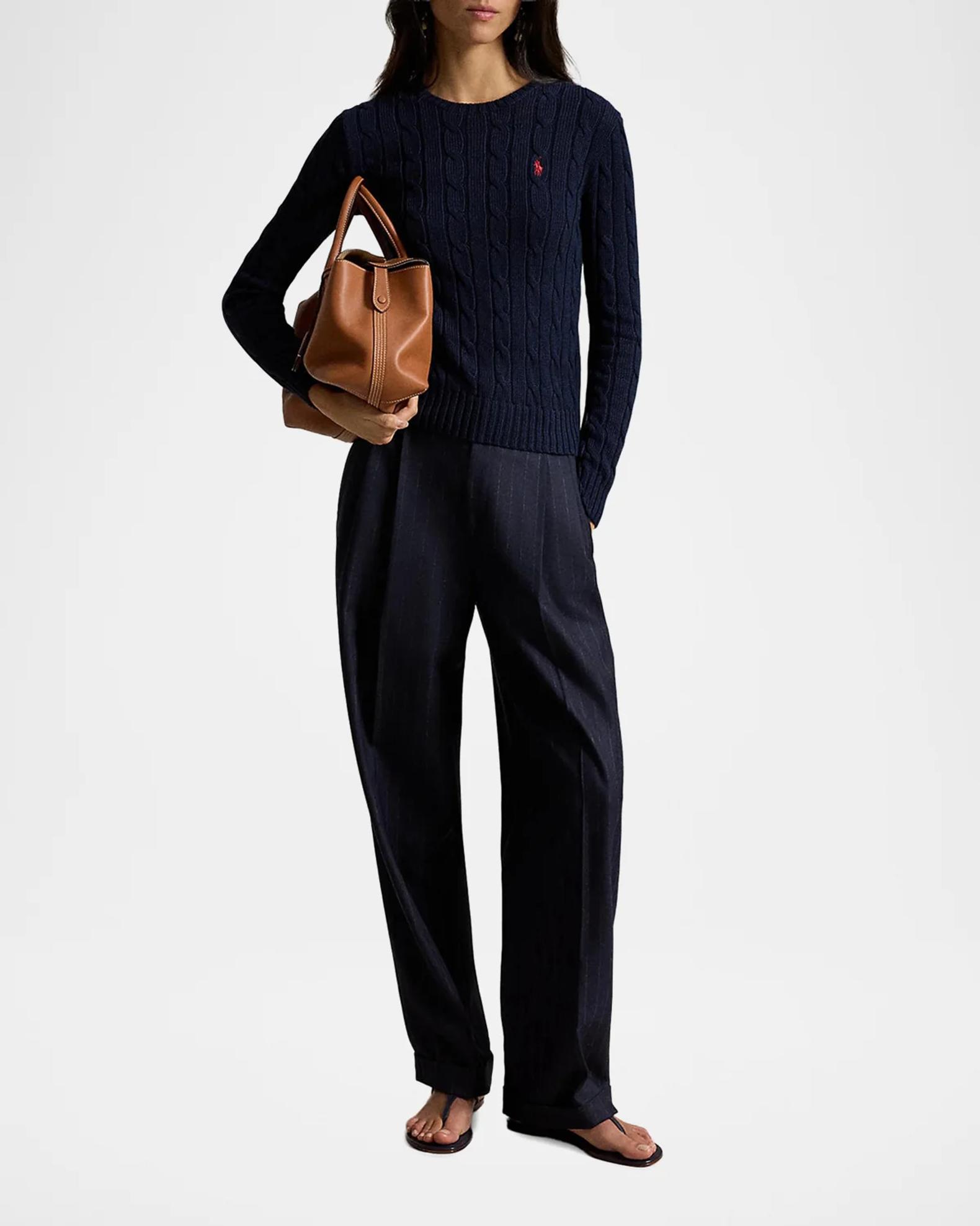 Polo Ralph Lauren Julianna Cotton Cable-Knit Sweater | Neiman Marcus
