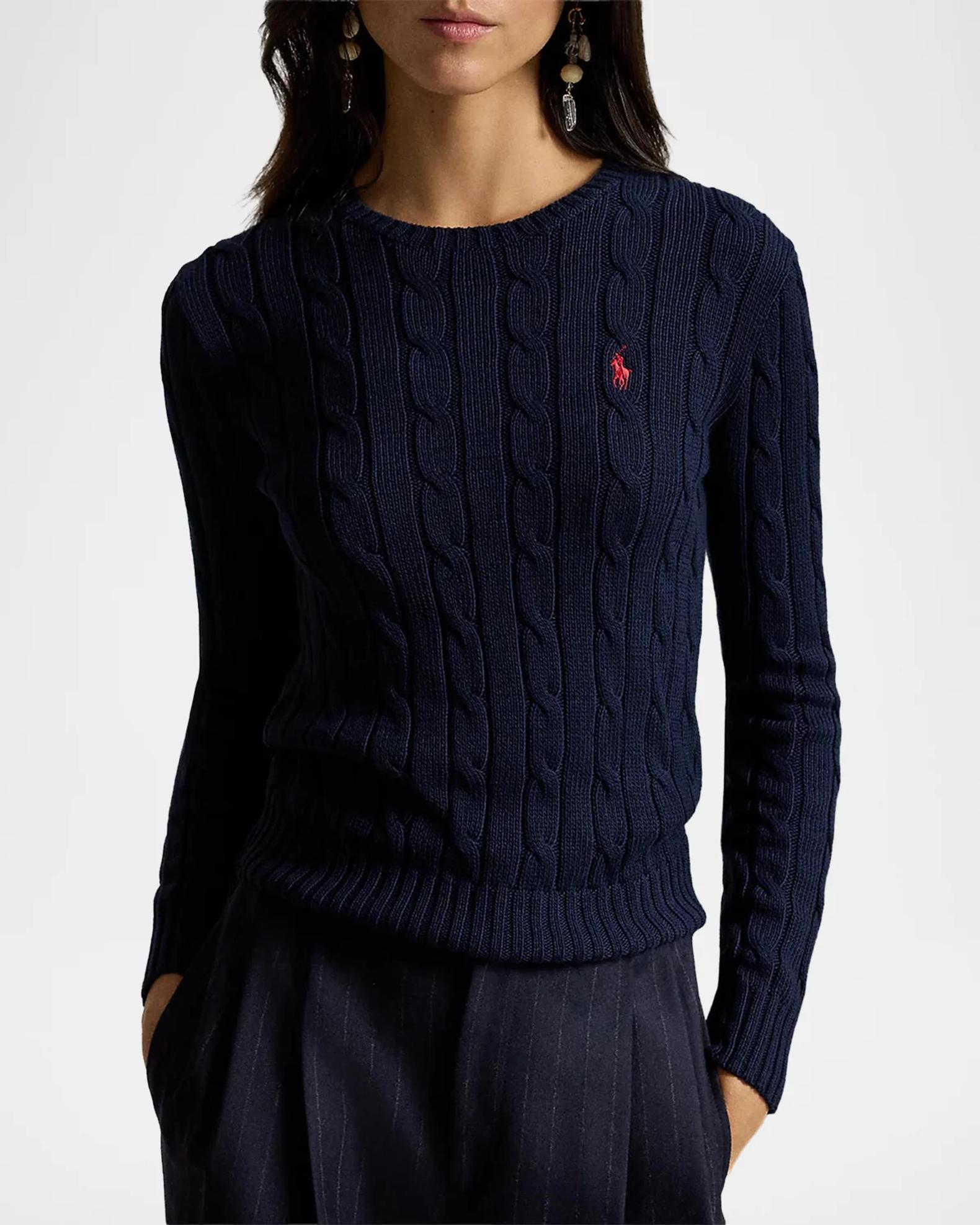 Polo Ralph Lauren Julianna Cotton Cable-Knit Sweater | Neiman Marcus
