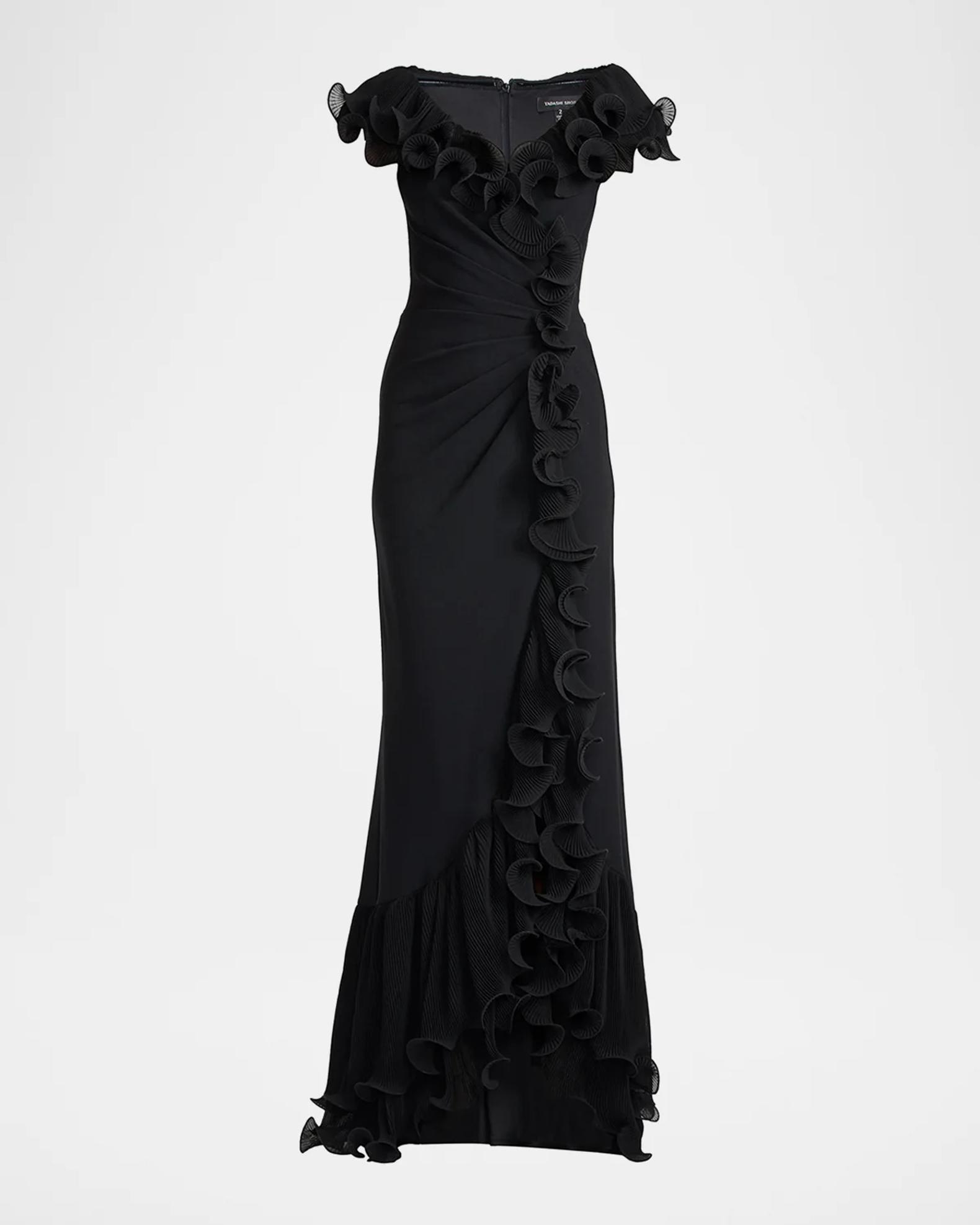 Tadashi Shoji Leandra Ruffled Trumpet Gown | Neiman Marcus