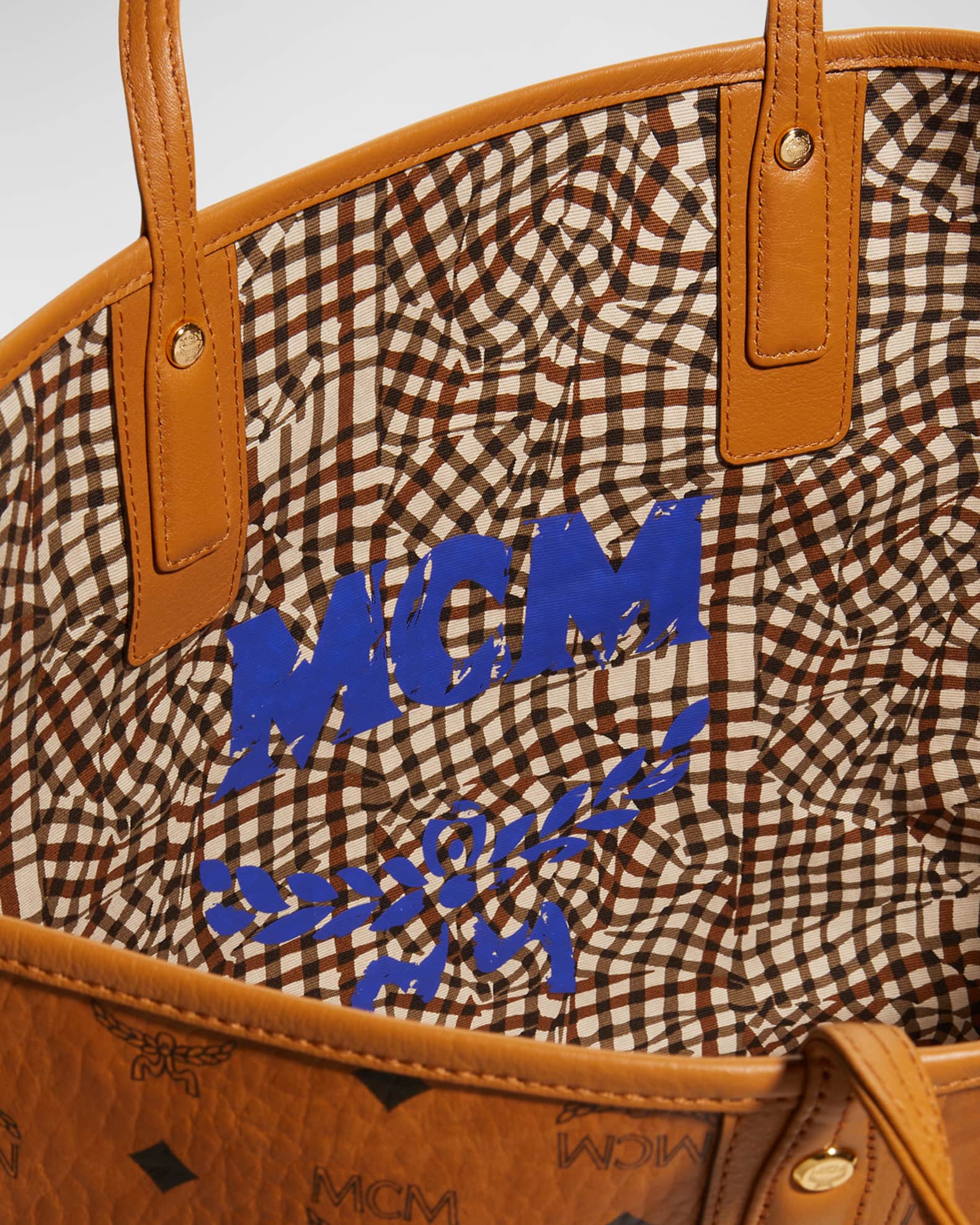 MCM Visetos Reversible Logo Tote