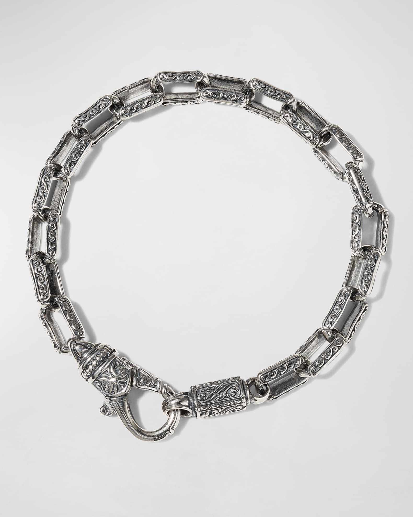 Konstantino Men's Engraved Silver Chain Bracelet