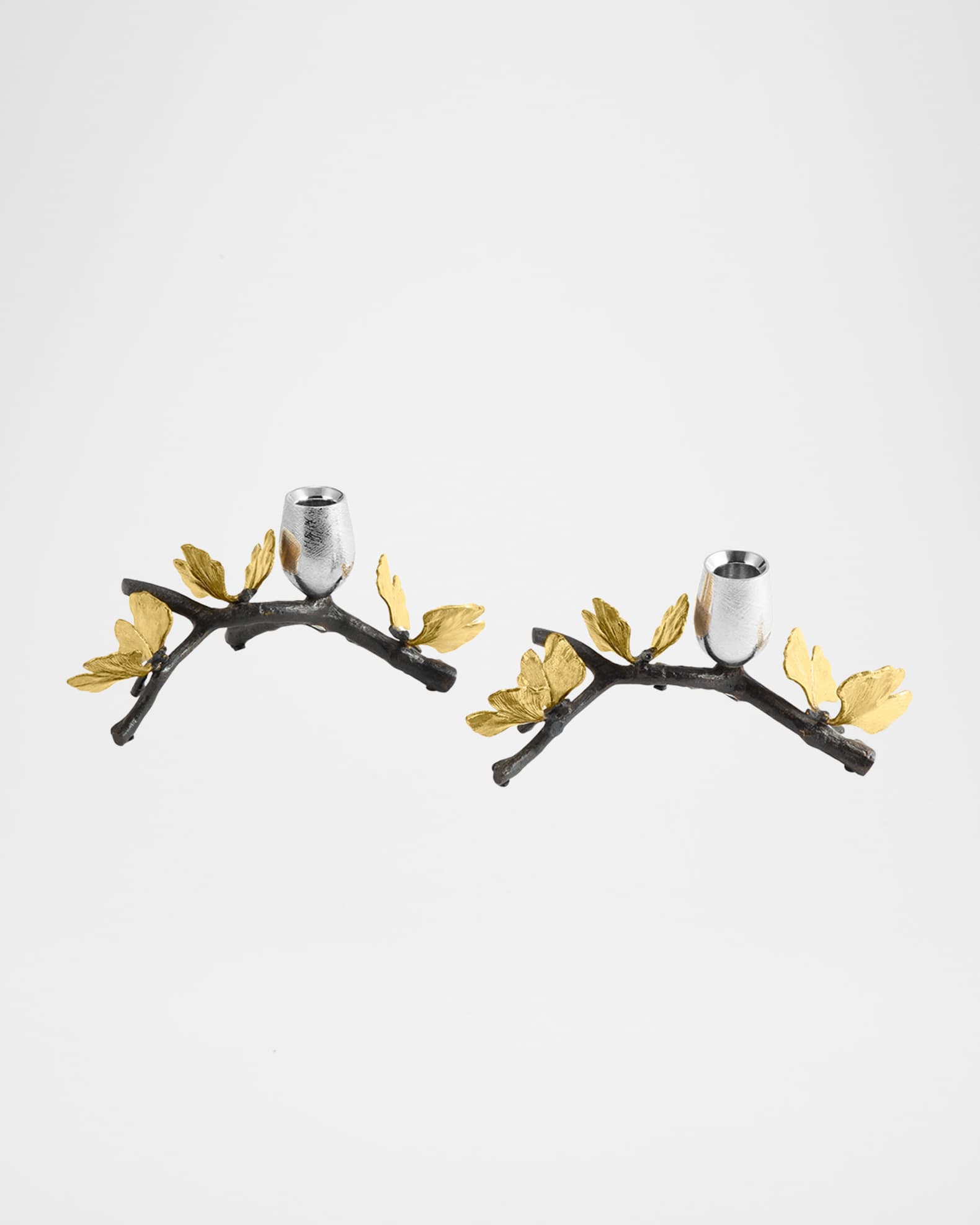 Butterfly Ginkgo Candleholders Low S/2 0